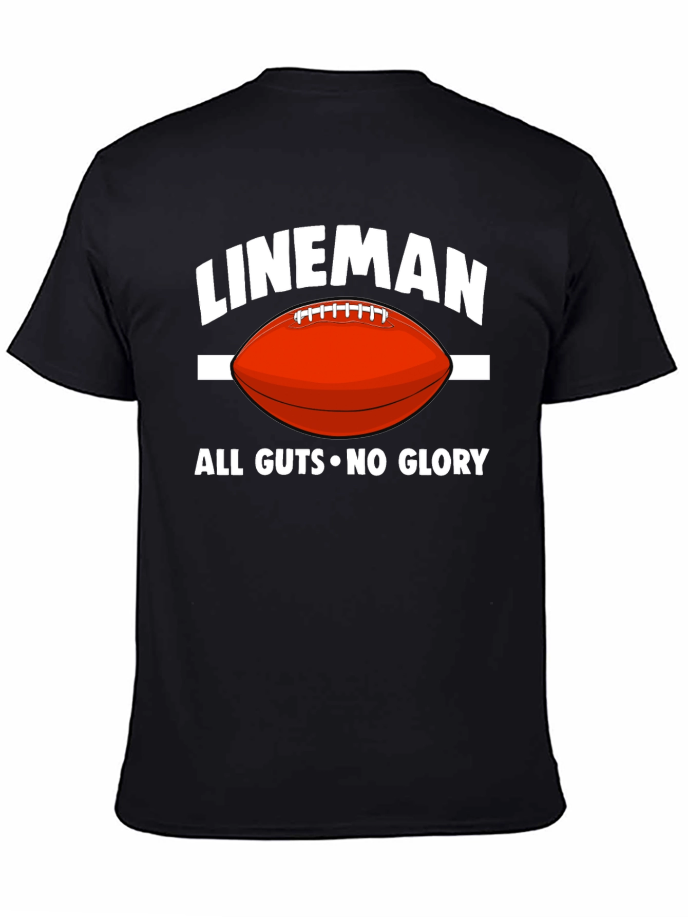 Black Lineman All Guts No Glory Football T-Shirt view 4