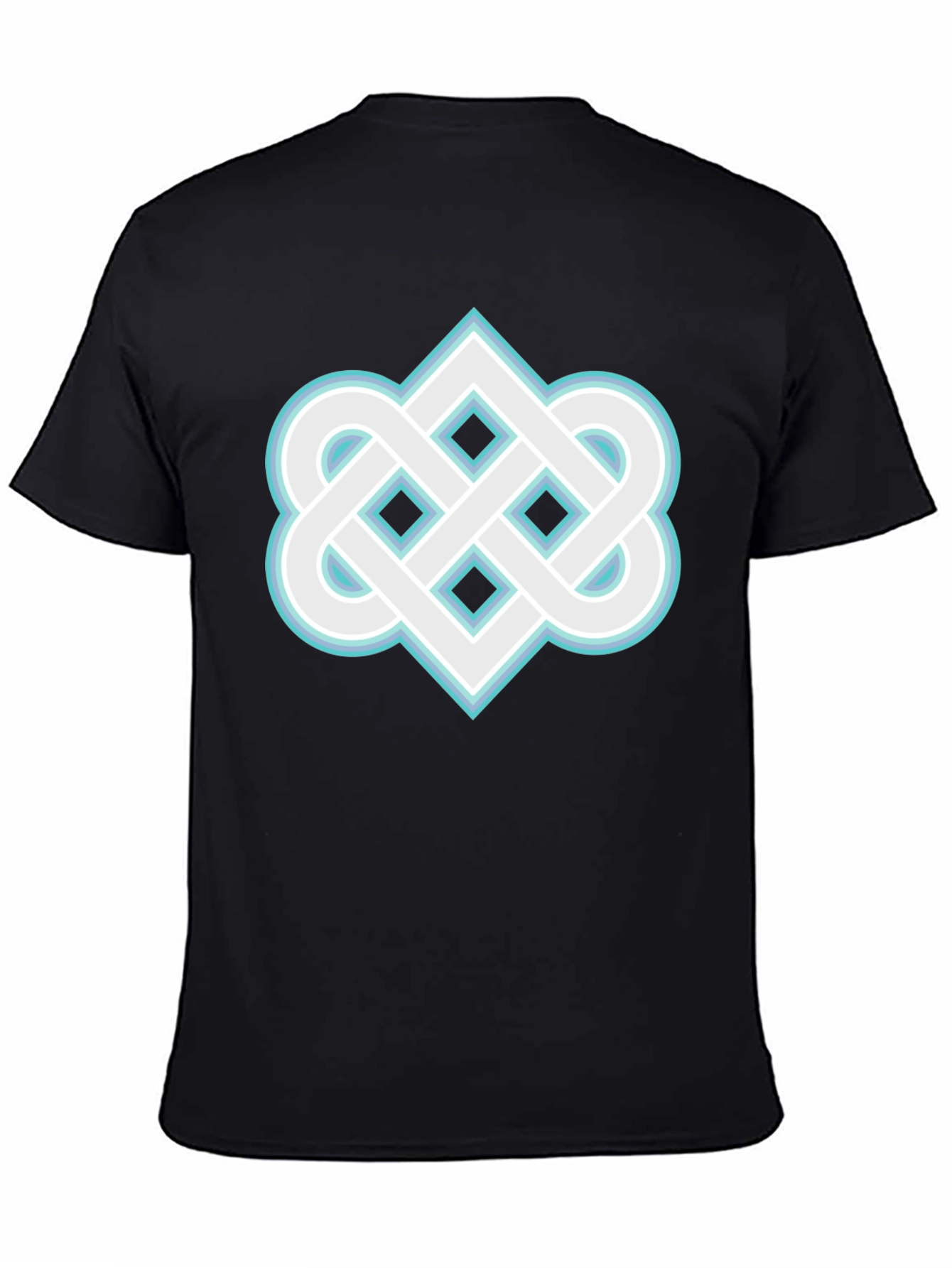 Black Geometric Knot Graphic Tee - Black Cotton Blend Shirt view 4