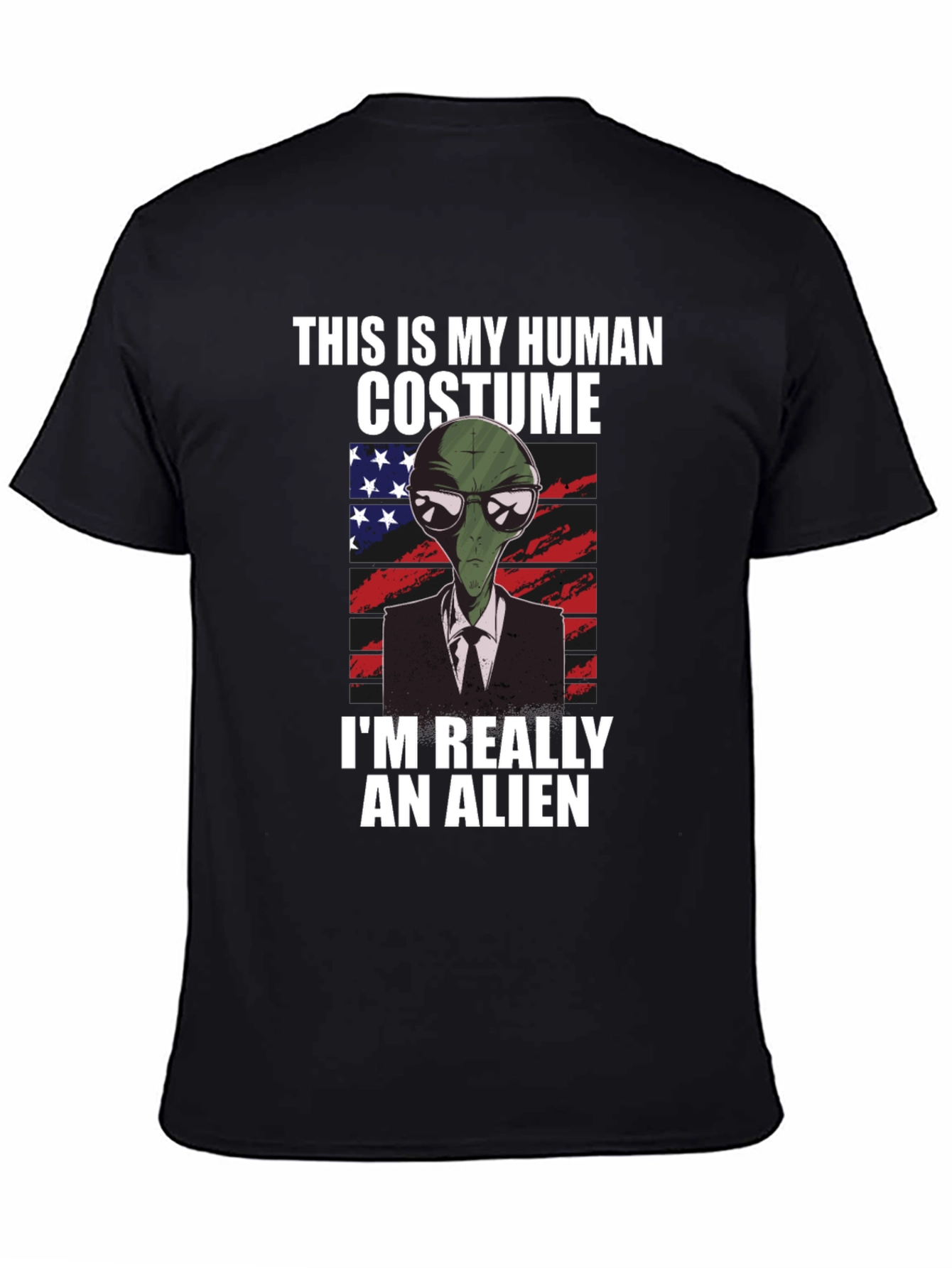 Black Human Costume Alien T-Shirt: Funny & Unique Design view 4