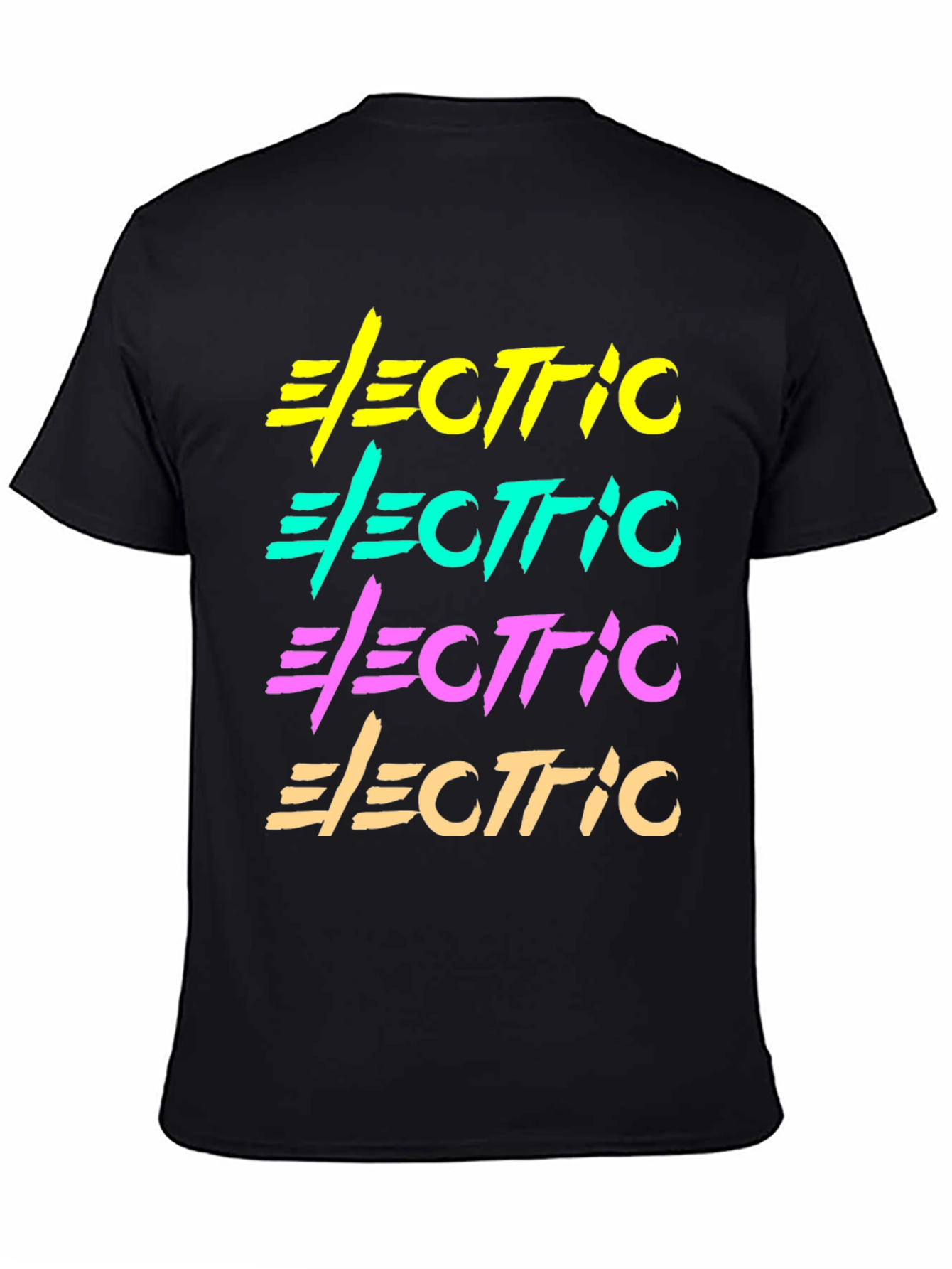 Black Electric Retro Graphic T-Shirt Black Cotton Tee view 4
