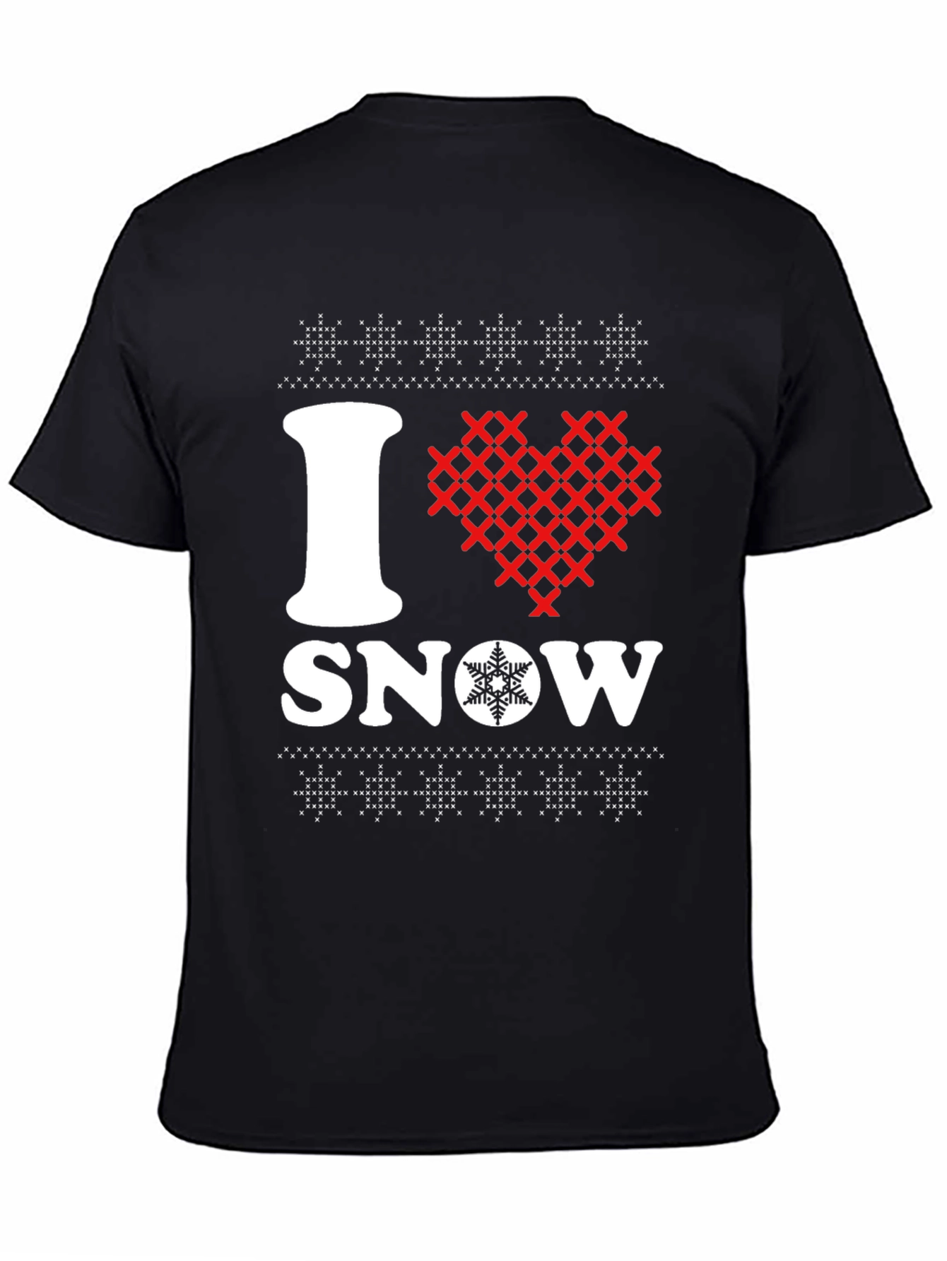 Black I Love Snow T-Shirt view 4