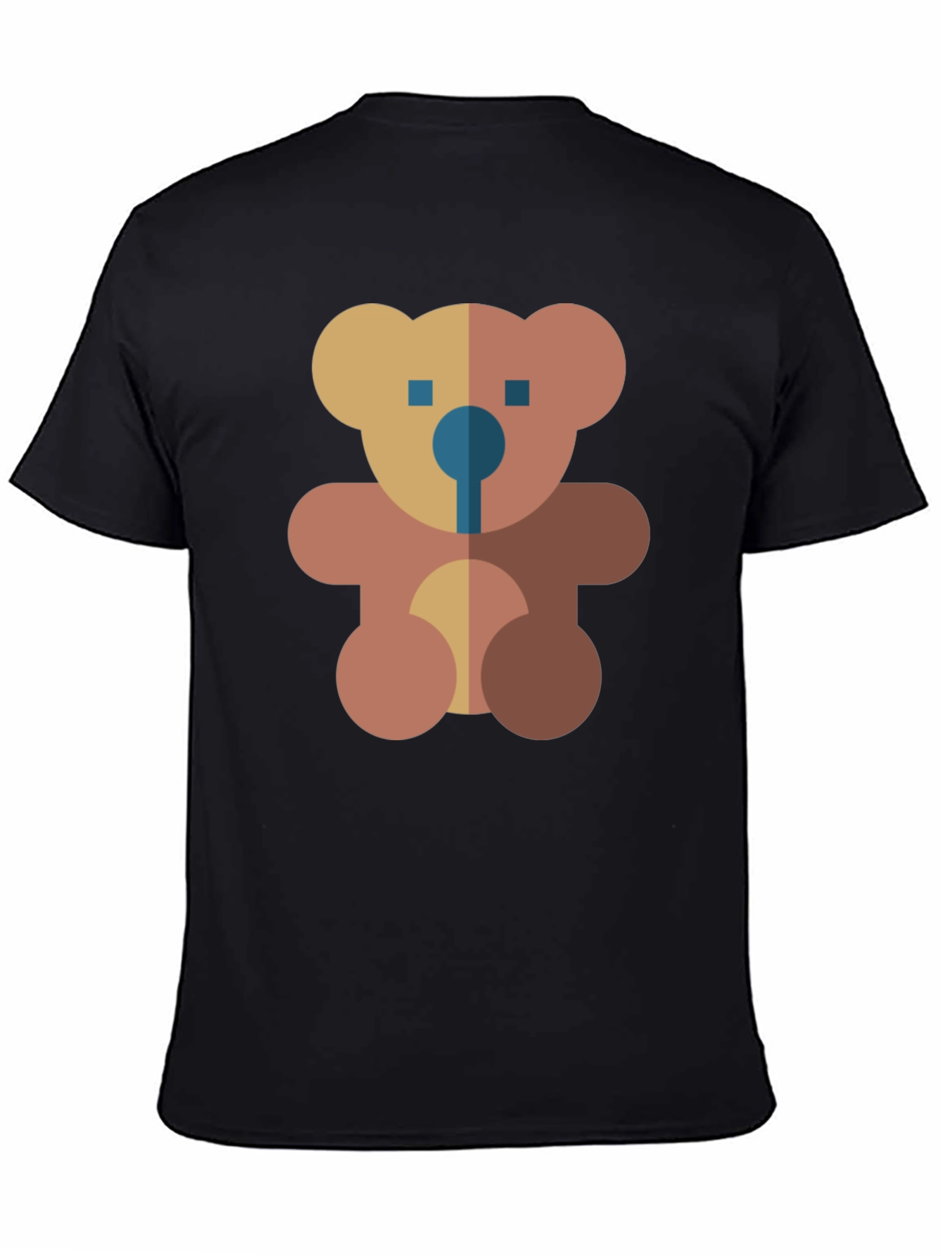 Black Geometric Teddy Bear Graphic Black T-Shirt view 4