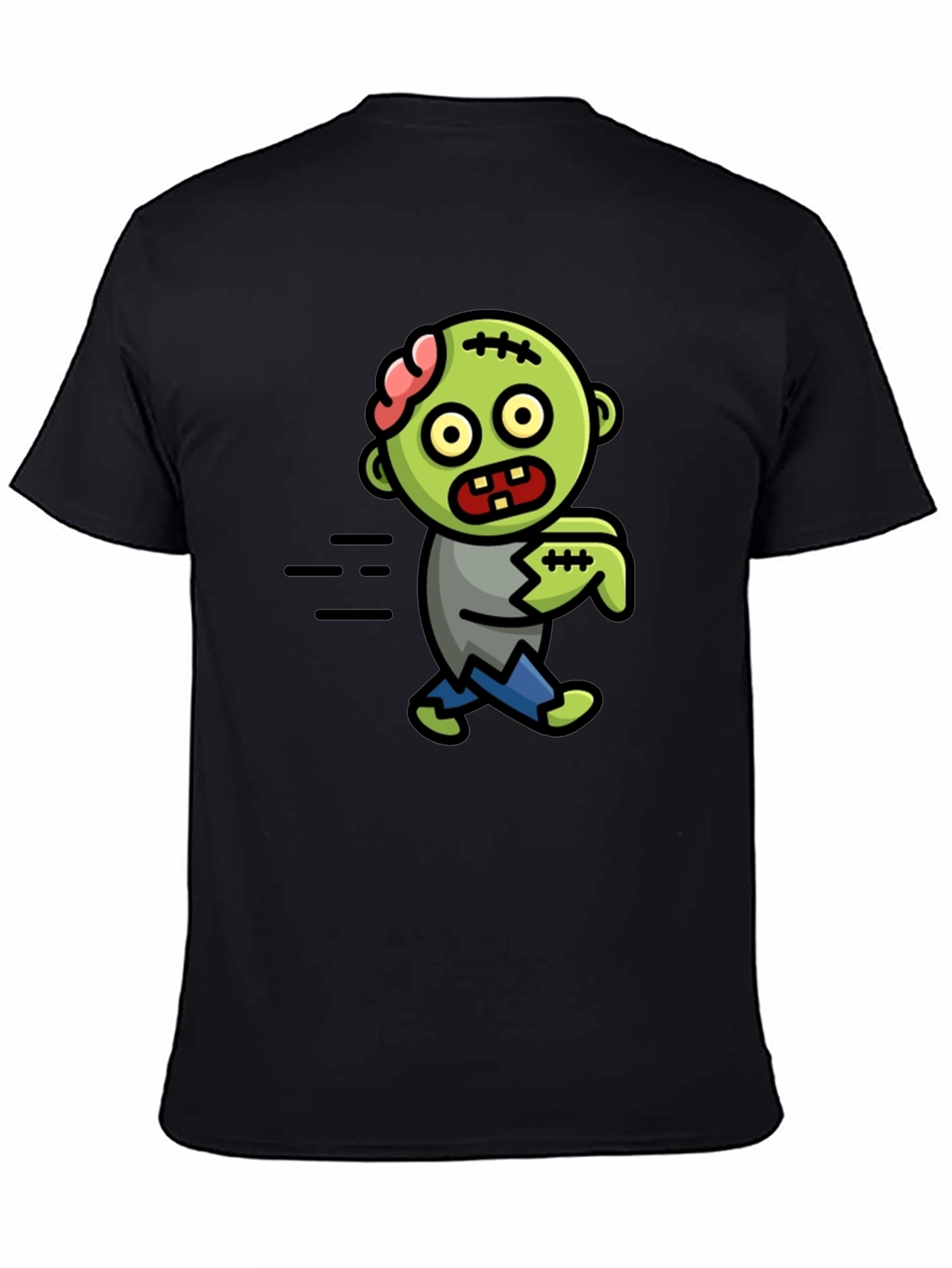 Black Zombie Cartoon Black T-Shirt view 4