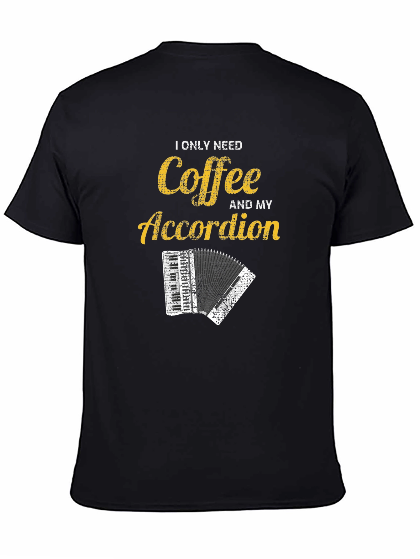 Black Coffee and Accordion Graphic T-Shirt - Musician Humor Tee view 4