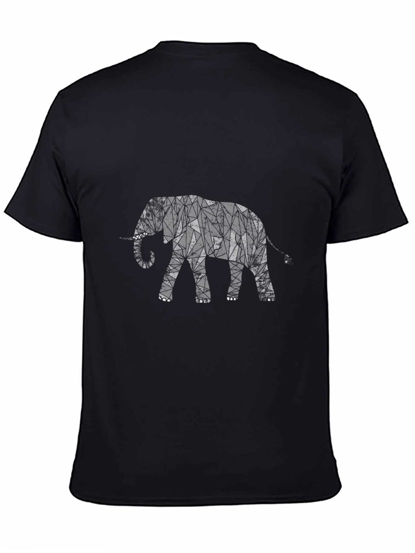Black Geometric Elephant Graphic Tee - Modern Black T-Shirt view 4