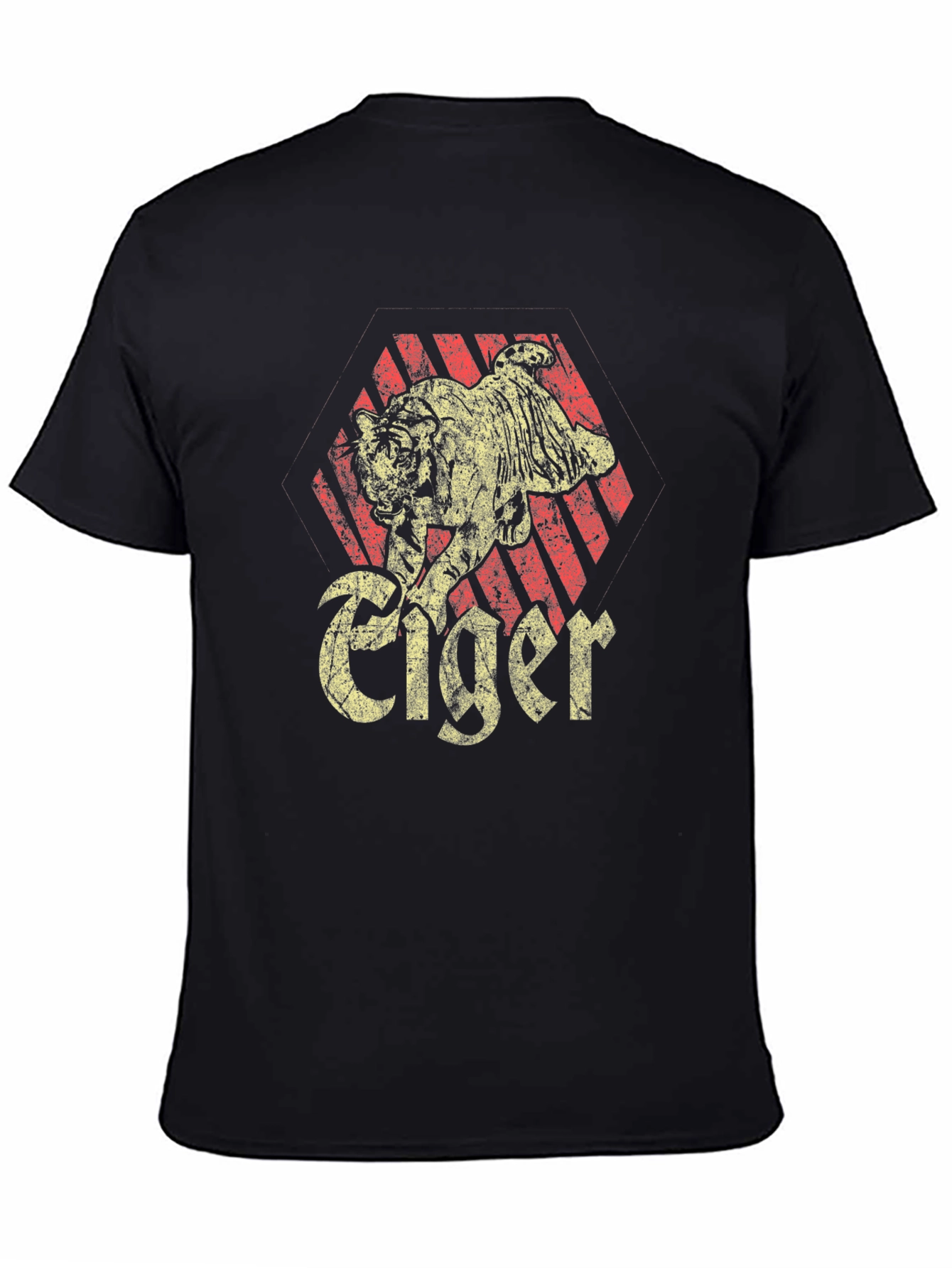 Black Vintage Tiger Graphic Tee - Classic Design view 4