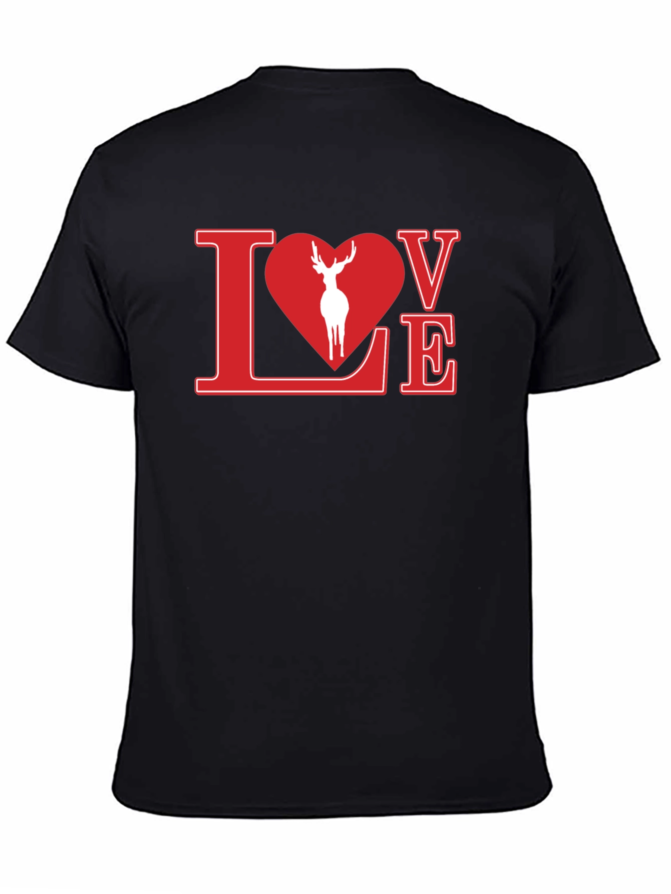 Black Love Deer Graphic Tee - Stylish Black Shirt view 4