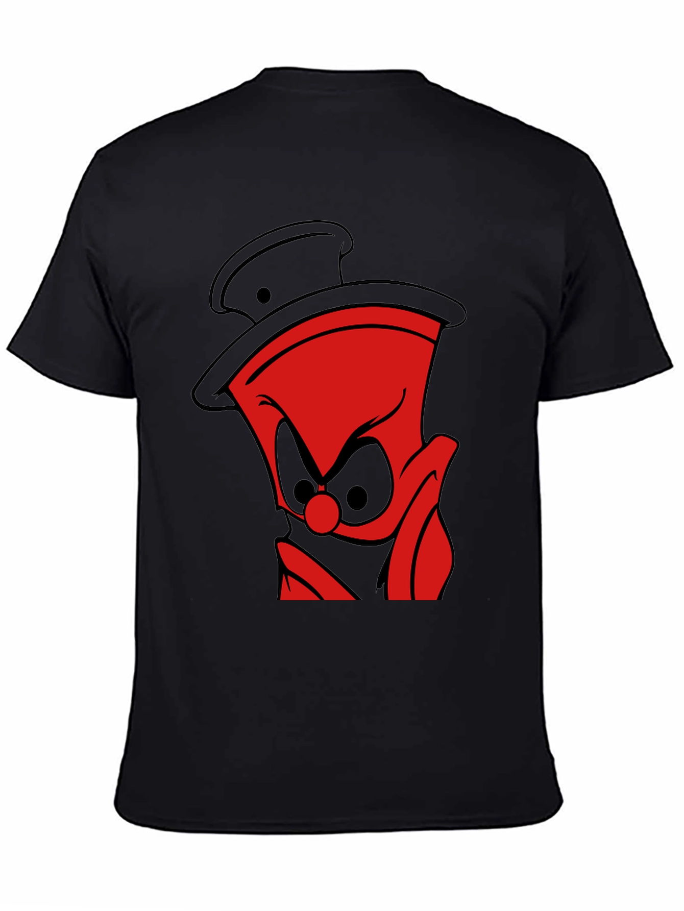 Black Red Cartoon Character Black T-Shirt view 4