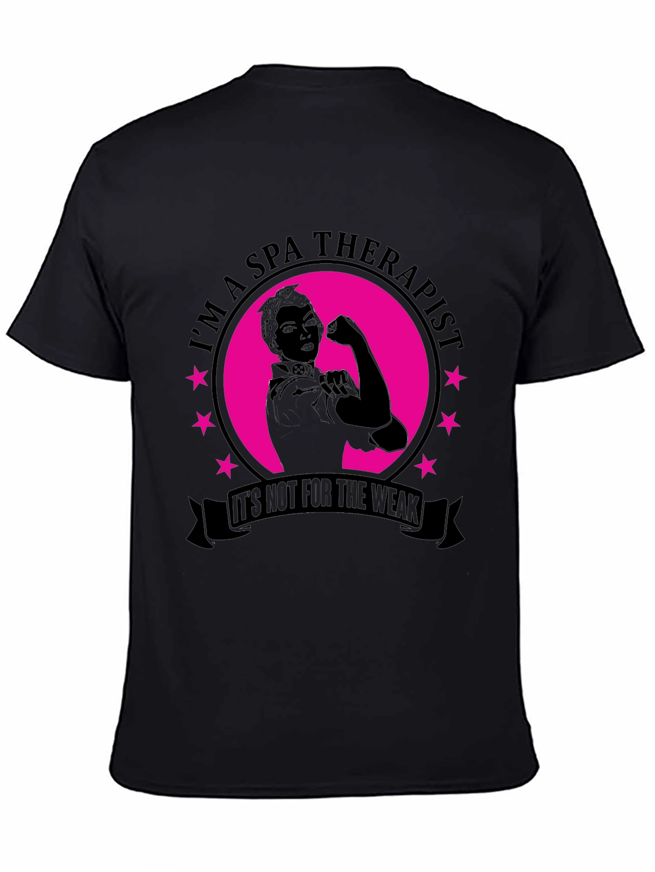 Black Spa Therapist T-Shirt - Strong Women Design view 4