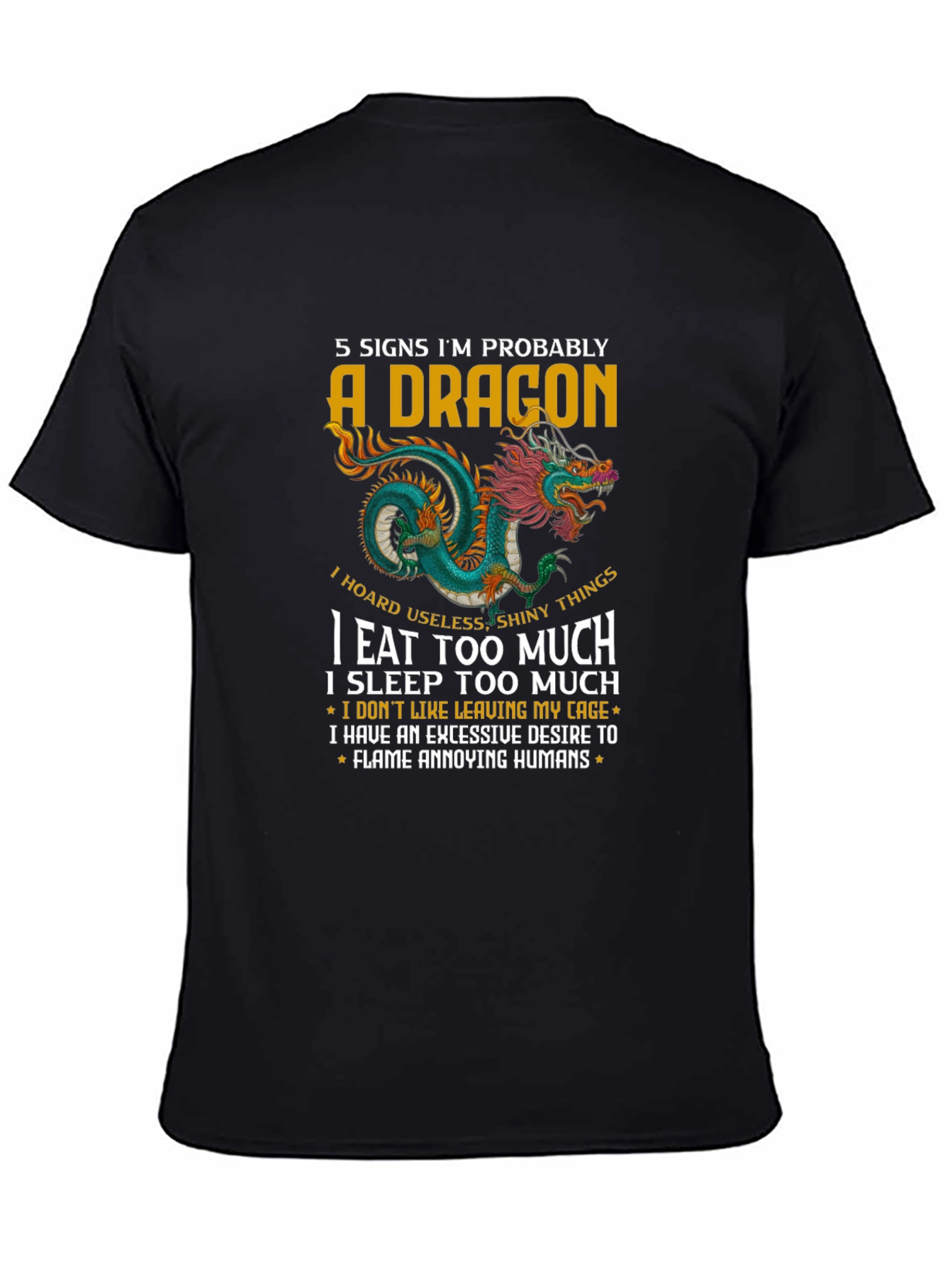 Black 5 Signs Dragon Graphic T-Shirt view 4