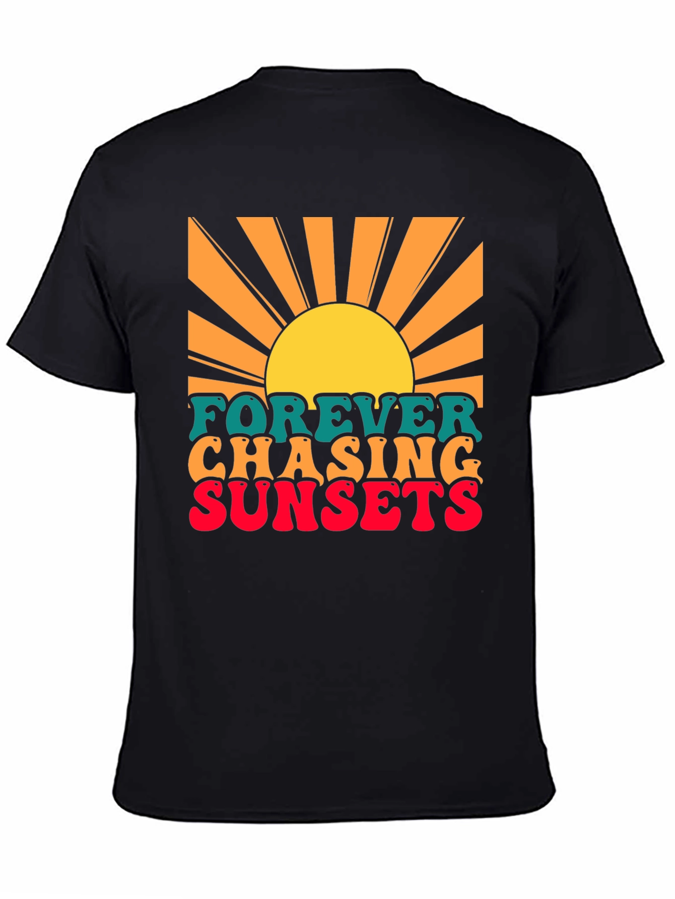 Black Forever Chasing Sunsets Graphic T-Shirt view 4
