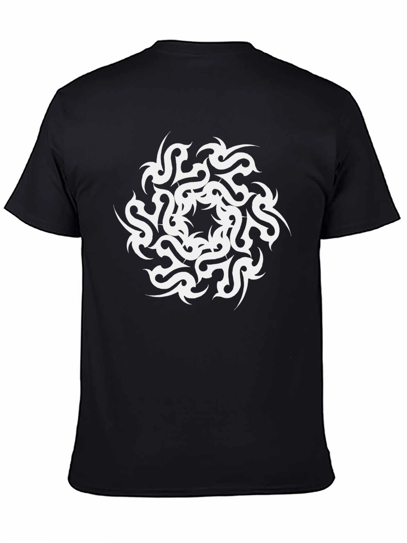 Black Tribal Design Black Tee Shirt view 4