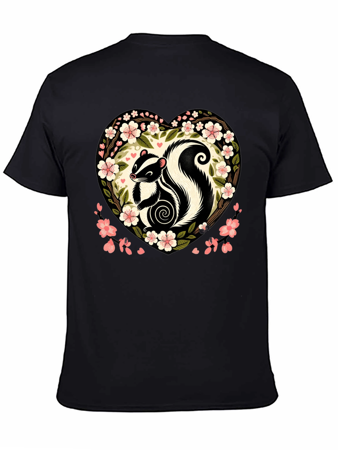 Black Skunk Heart Floral Graphic Tee view 4