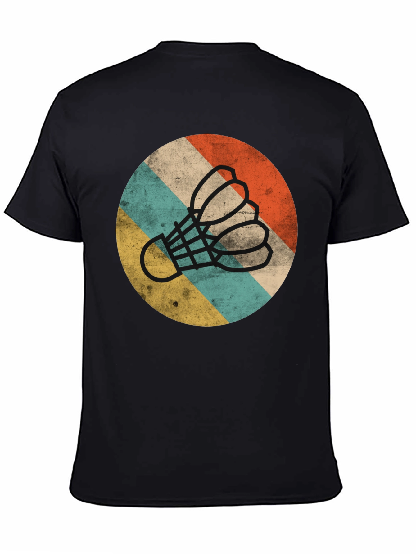 Black Retro Badminton Shuttlecock T-Shirt view 4