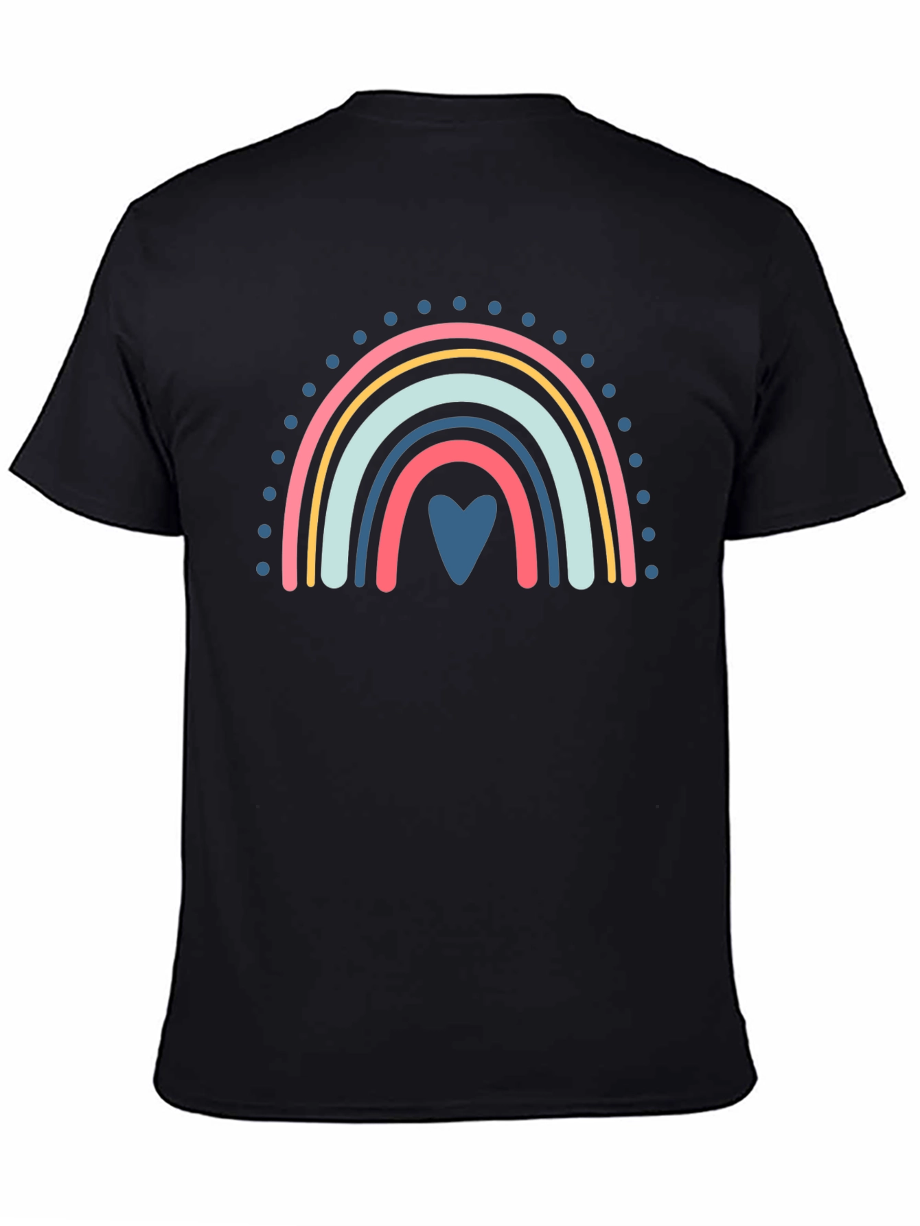 Black Rainbow Heart Graphic Black Tee view 4
