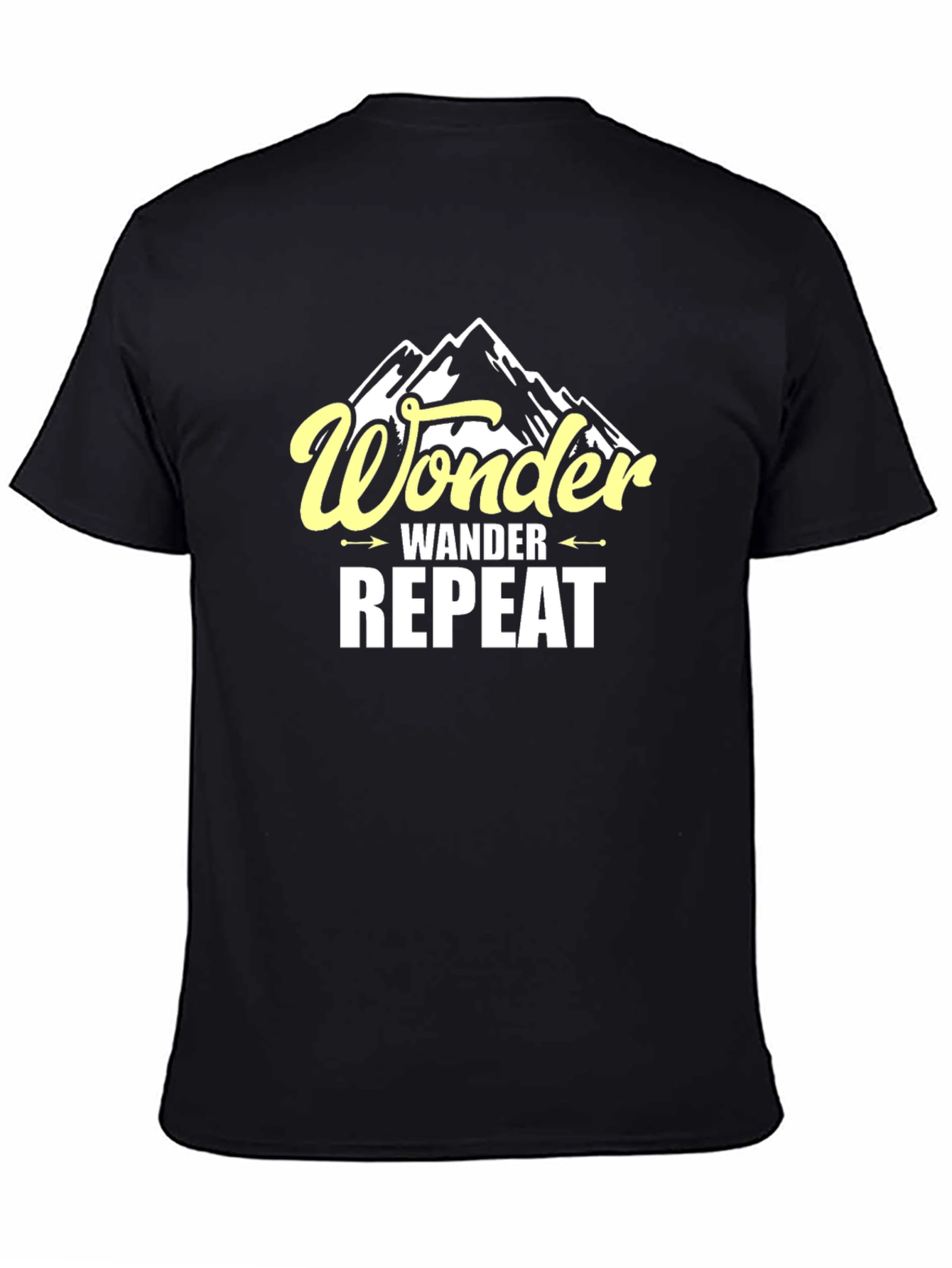 Black Wonder Wander Repeat Graphic Tee - Mountain Adventure Shirt view 4