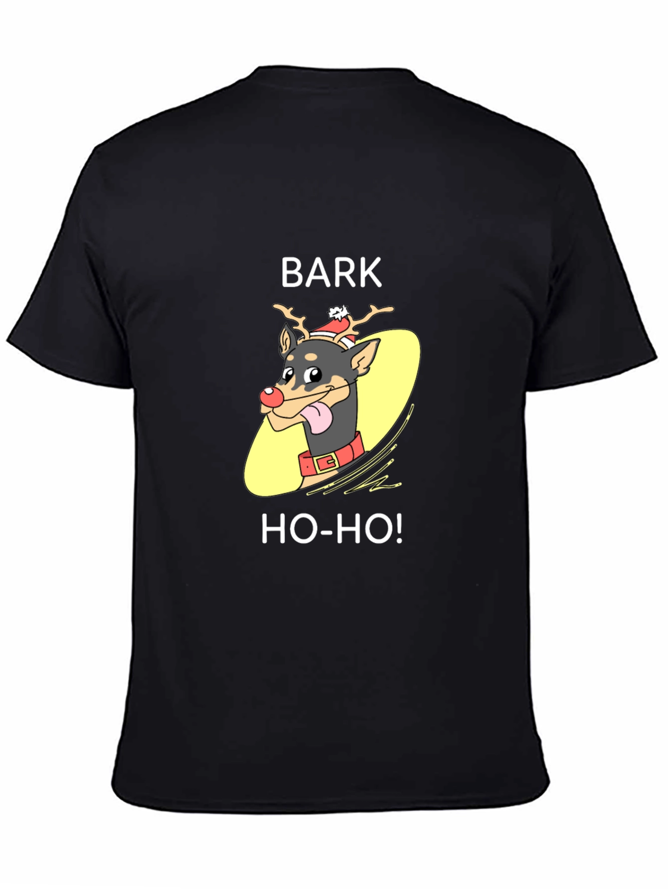 Black Funny Christmas Dog T-Shirt - Bark Ho-Ho! view 4