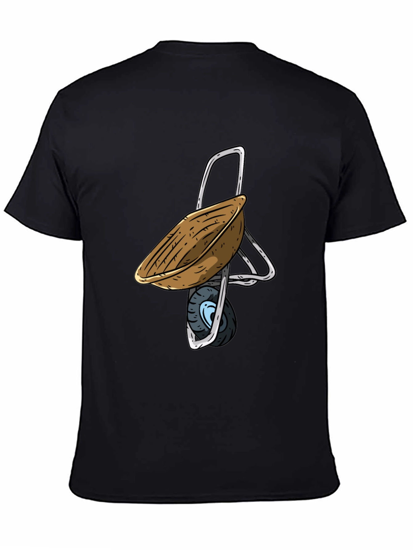 Black Novelty Wheelbarrow Graphic Tee - Comfy Cotton Blend view 4