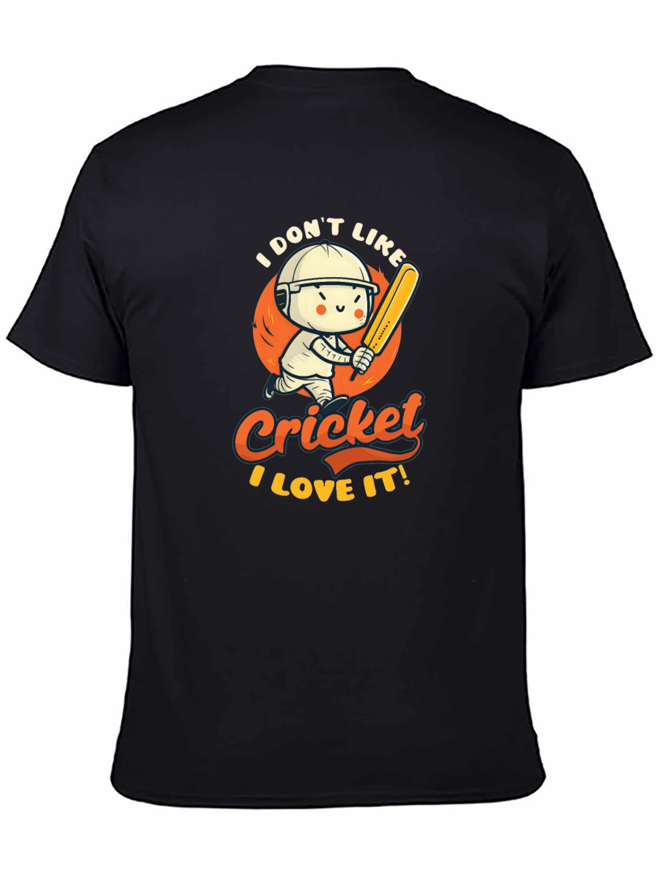 Black Cricket Lover Graphic T-Shirt - Sporty & Fun view 4