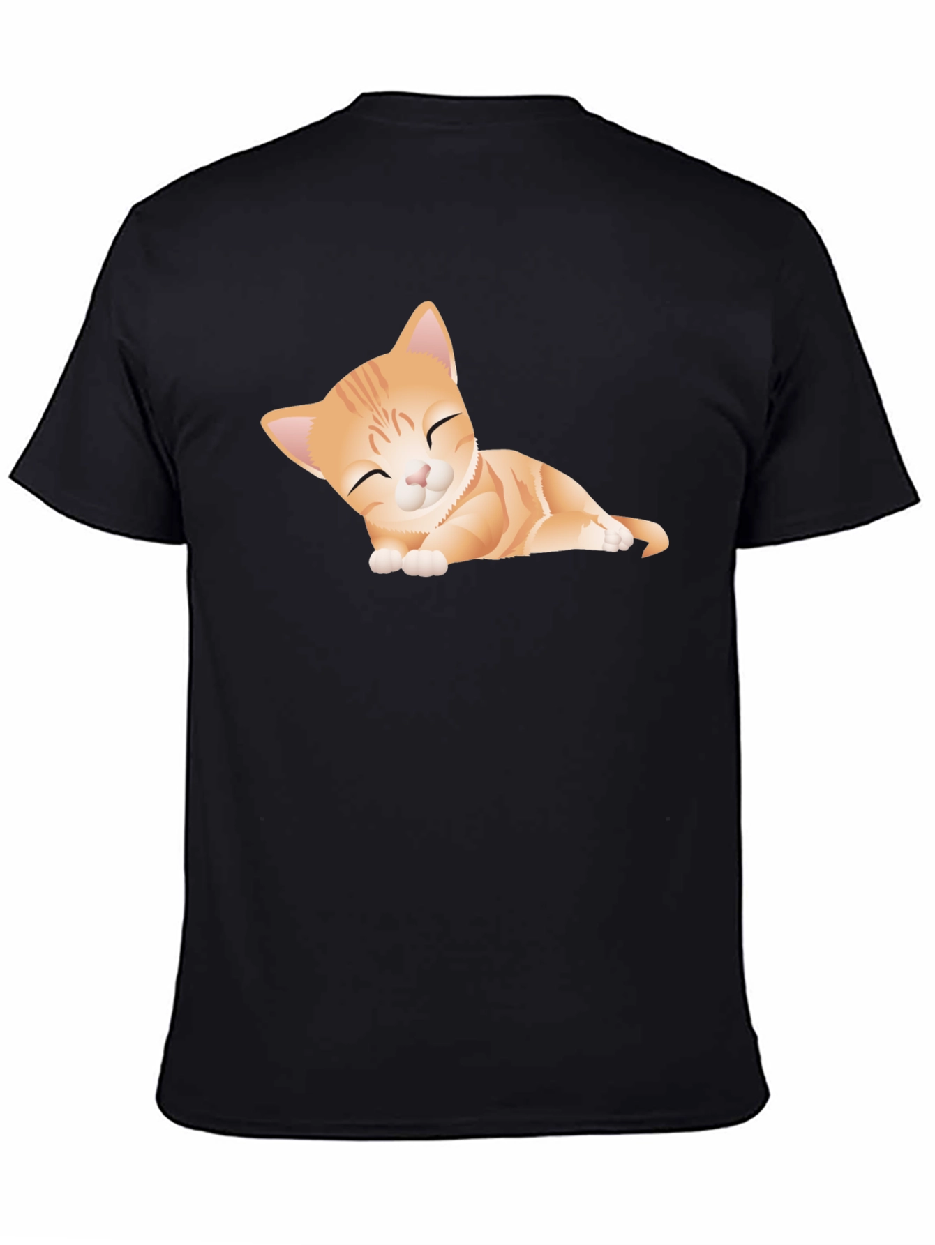 Black Cute Kitten Graphic Tee - Soft Black Cotton T-Shirt view 4
