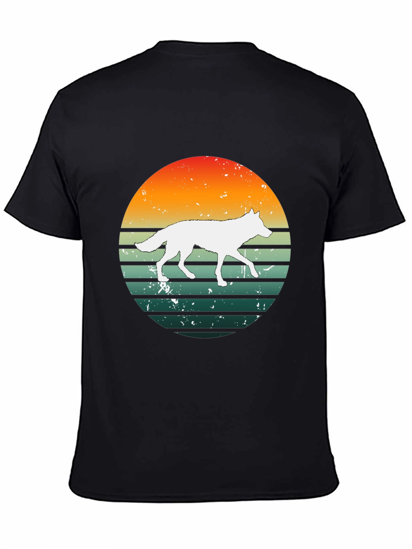 Black Sunset Wolf Graphic Tee - Retro Style view 4