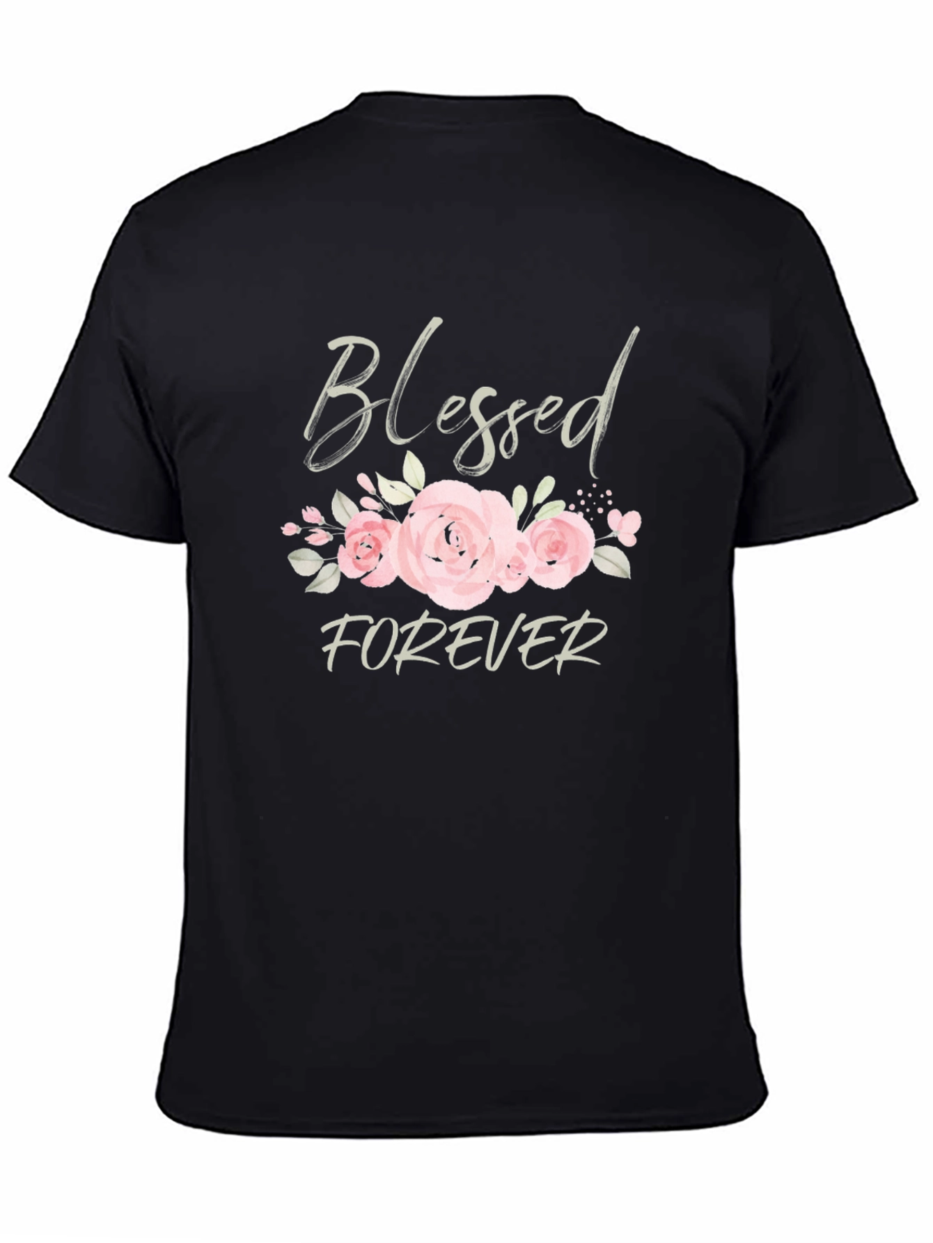 Black Blessed Forever Floral Graphic Tee - Black view 4