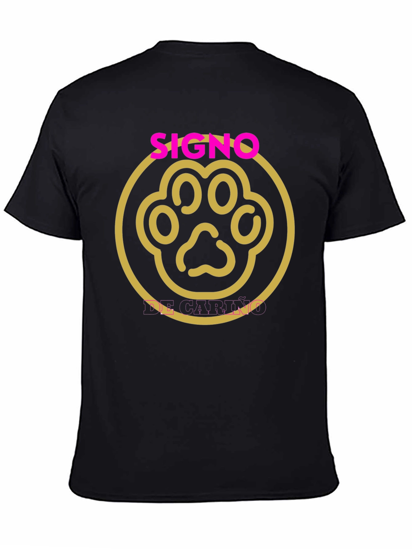 Black Zodiac Sign Pet Paw Print Black T-Shirt view 4