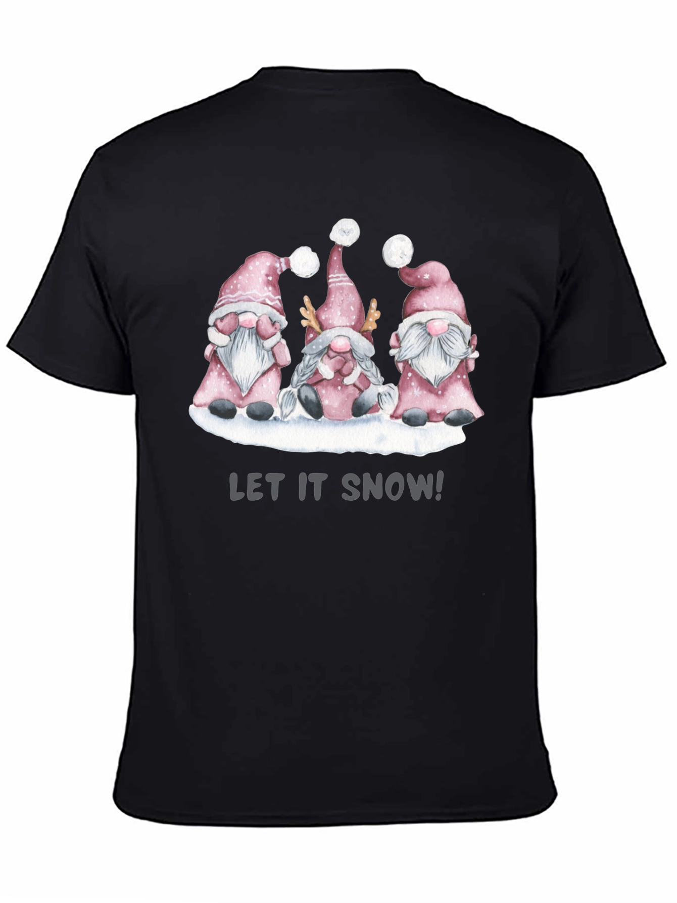 Black Let It Snow Gnomes T-Shirt view 4