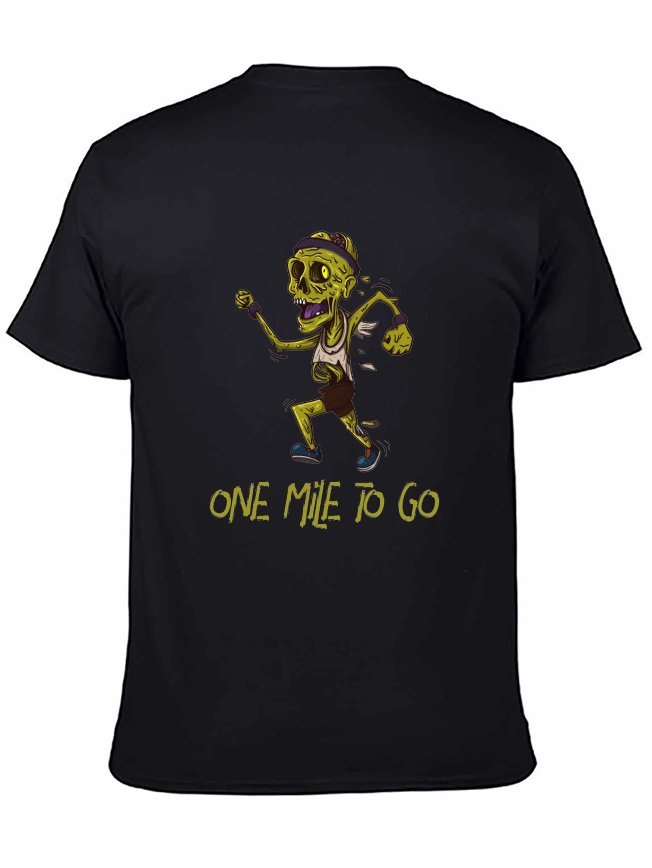 Black Zombie Runner T-Shirt - One Mile To Go view 4