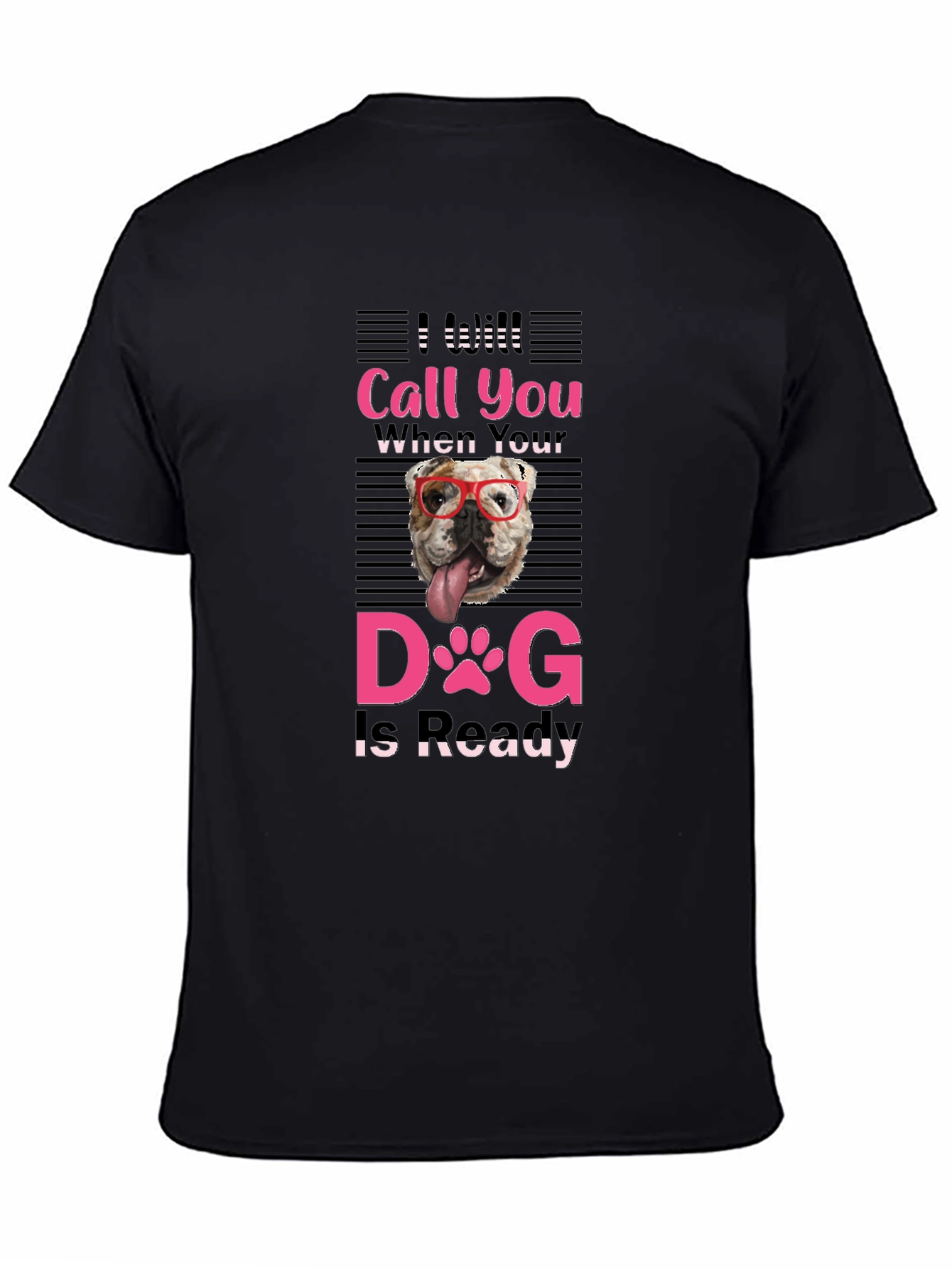 Black Funny Dog Ready T-Shirt view 4