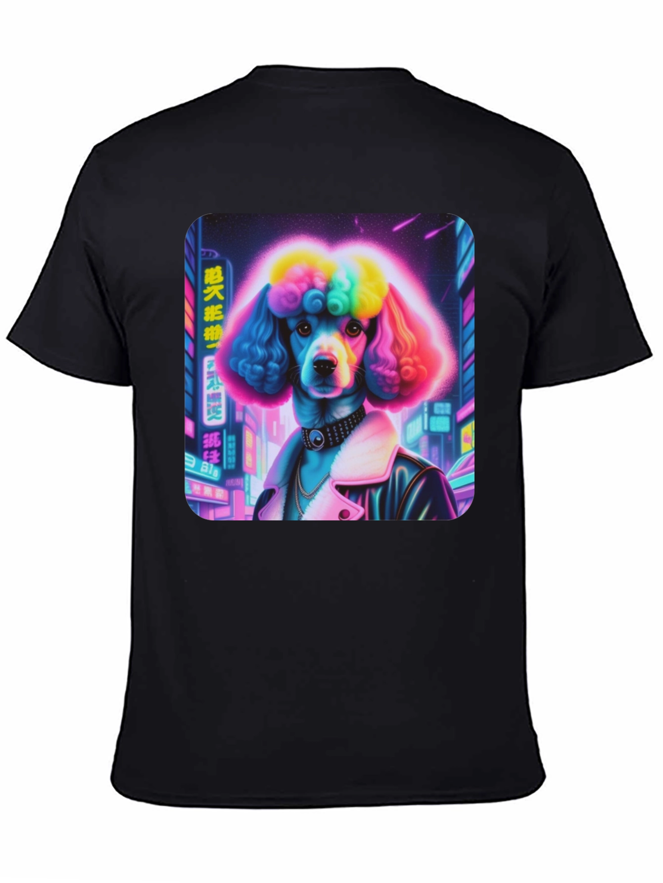 Black Cyberpunk Poodle Graphic Tee view 4