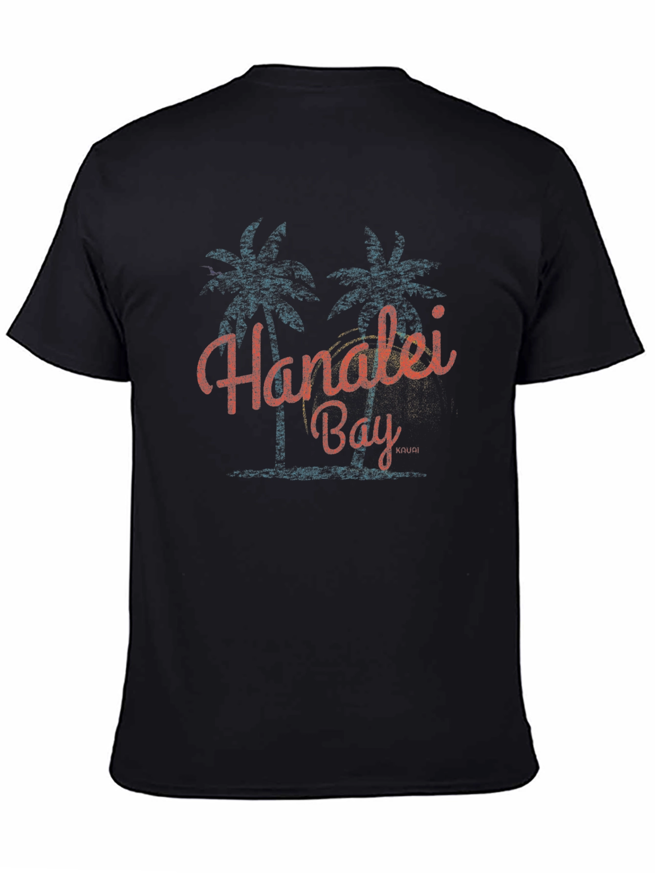 Black Hanalei Bay Graphic T-Shirt - Retro Palm Tree Design view 4
