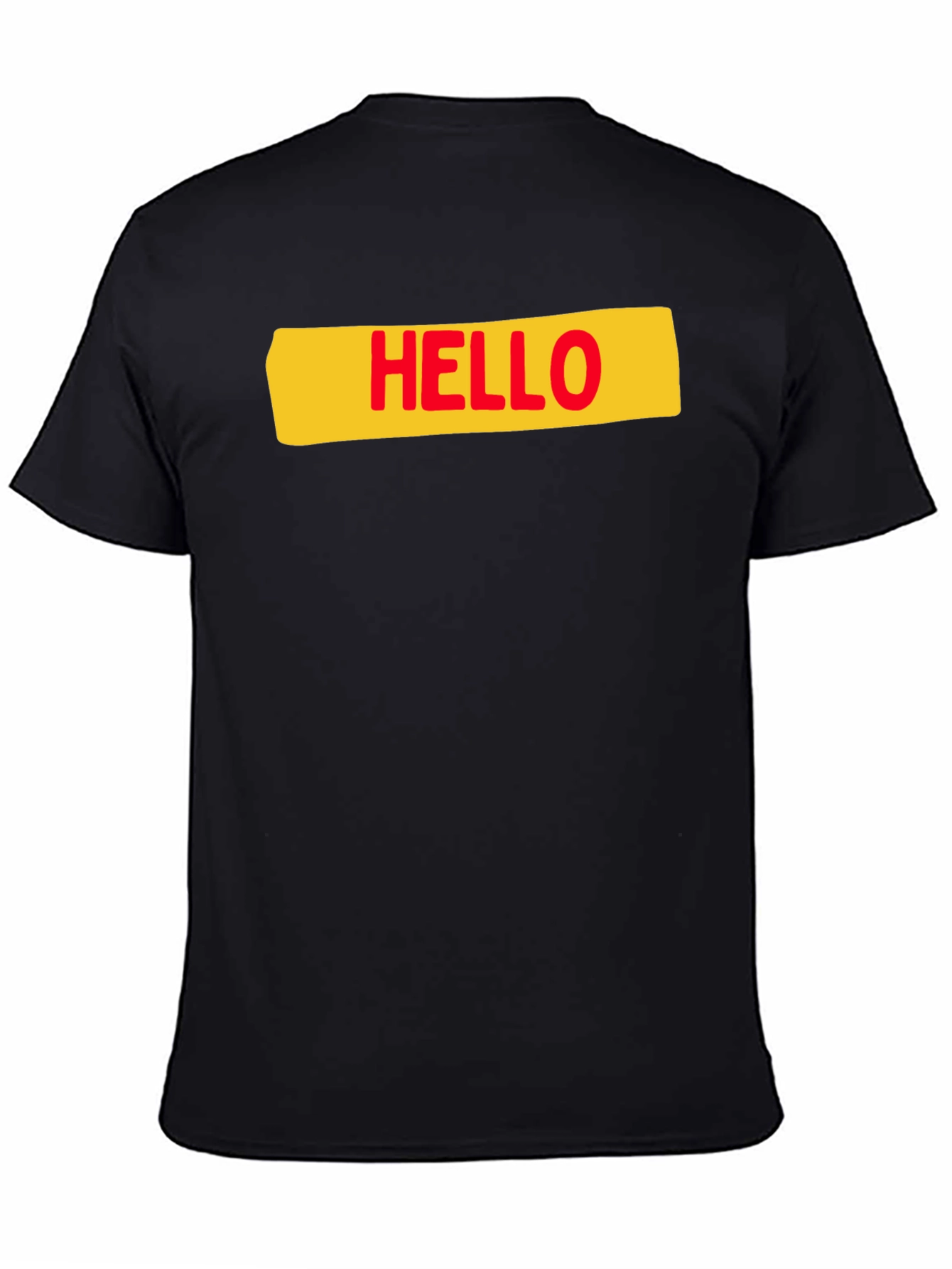 Black Hello T-Shirt - Casual Graphic Tee view 4