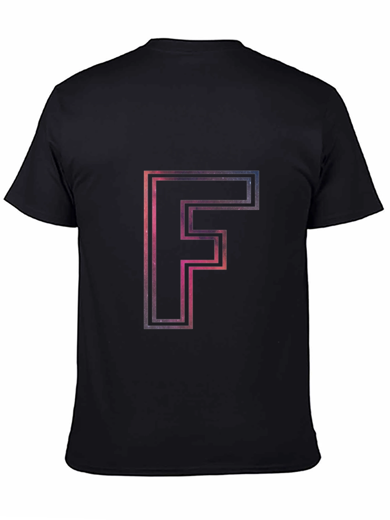 Black Galaxy Letter F Men's Black T-Shirt view 4