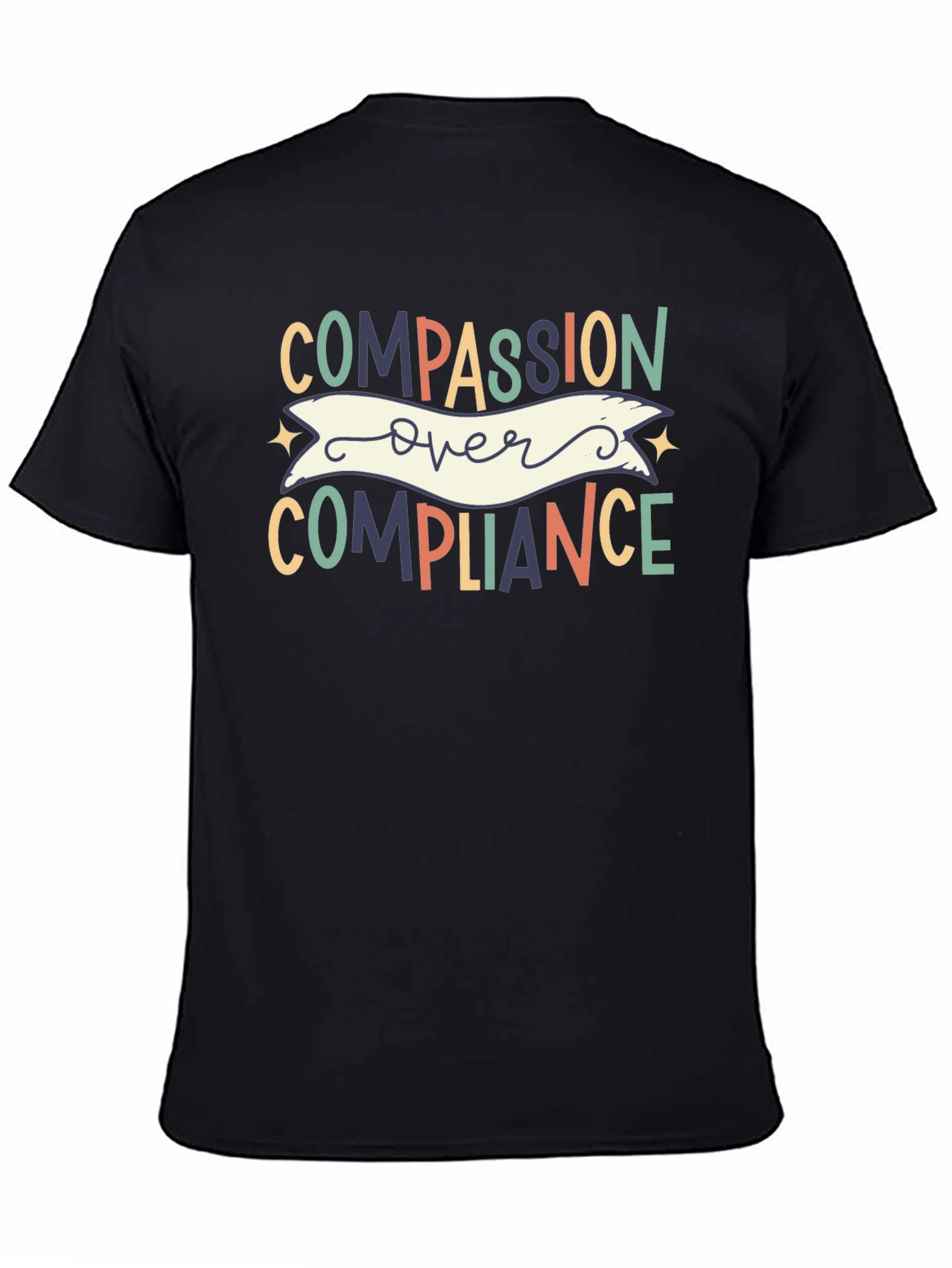 Black Compassion Over Compliance Graphic Tee view 4