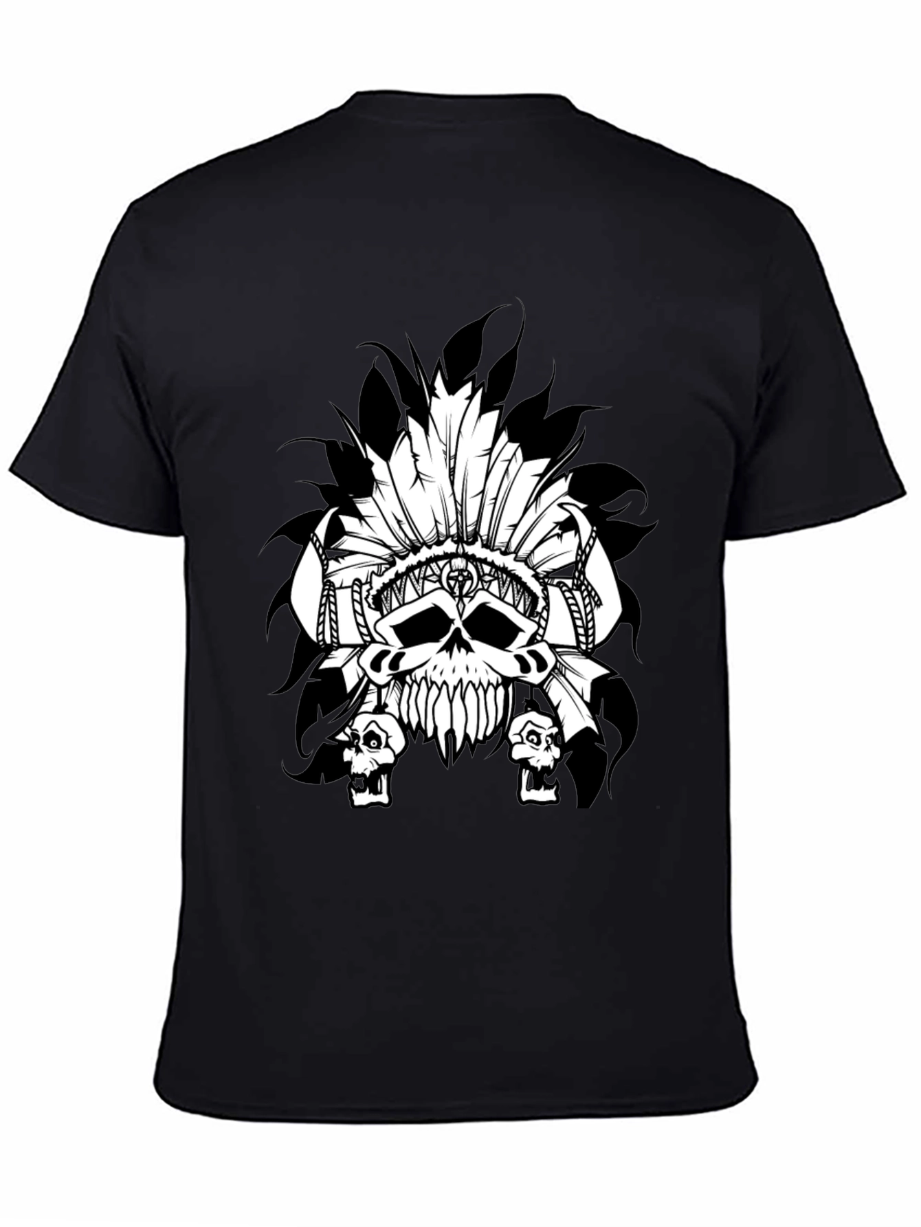 Black Skull Headdress Graphic T-Shirt - Black view 4