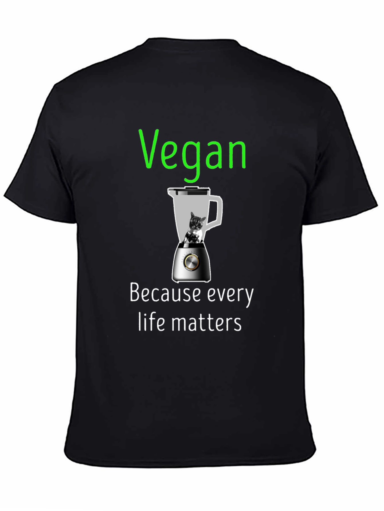 Black Vegan T-Shirt - Because Every Life Matters view 4