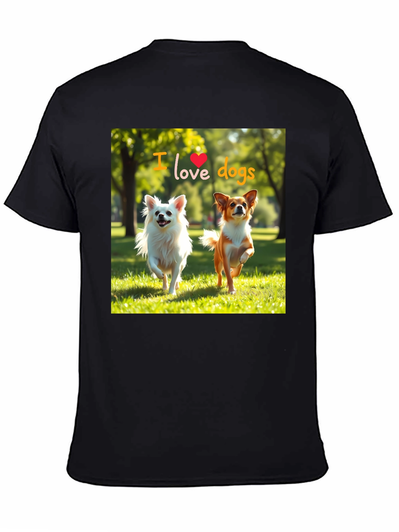 Black I Love Dogs Graphic Tee - Cute Pet Lover Shirt view 4