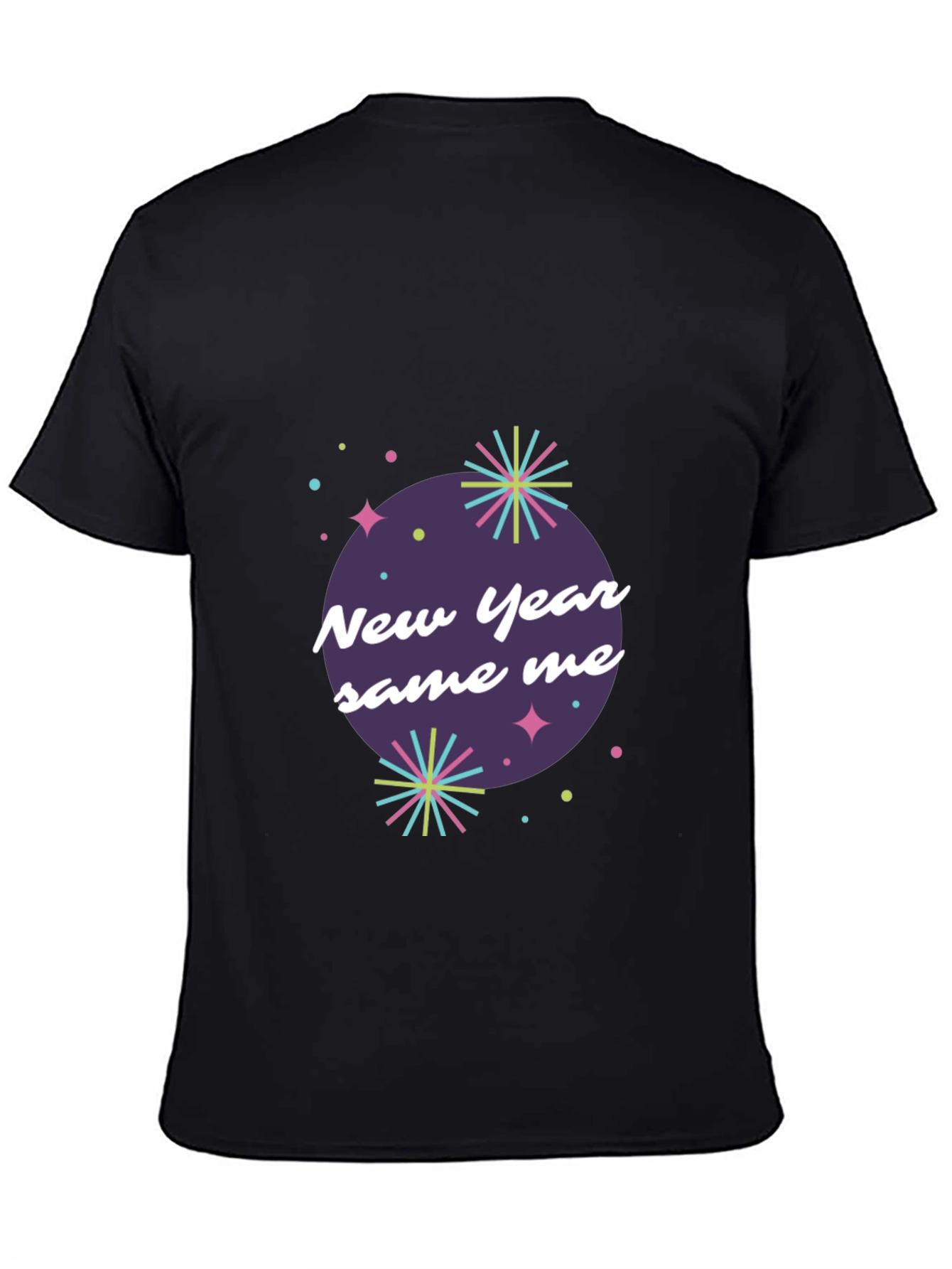 Black New Year Same Me Graphic Tee - Black Cotton Casual Shirt view 4