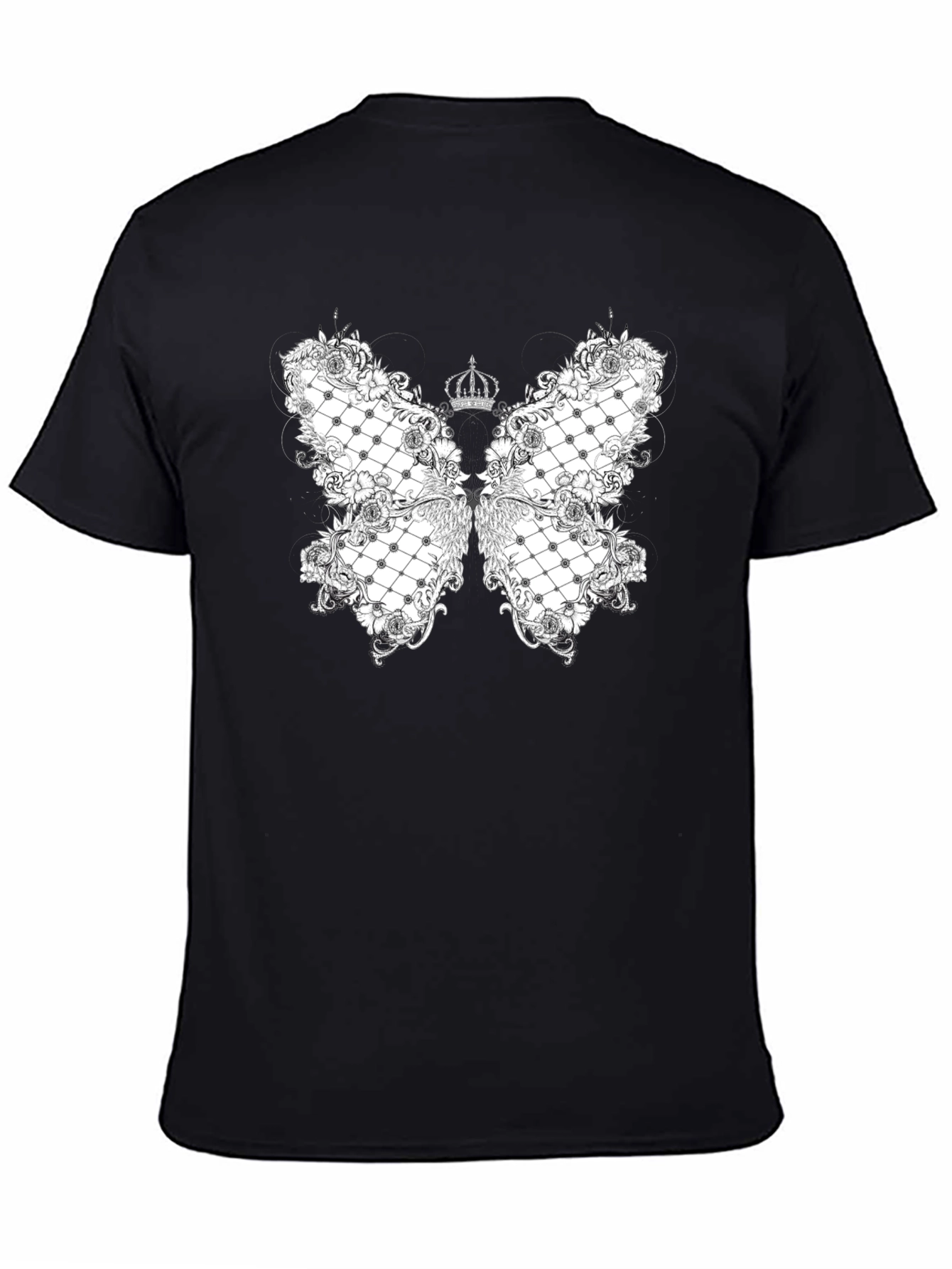 Black Elegant Butterfly Crown Graphic Tee view 4