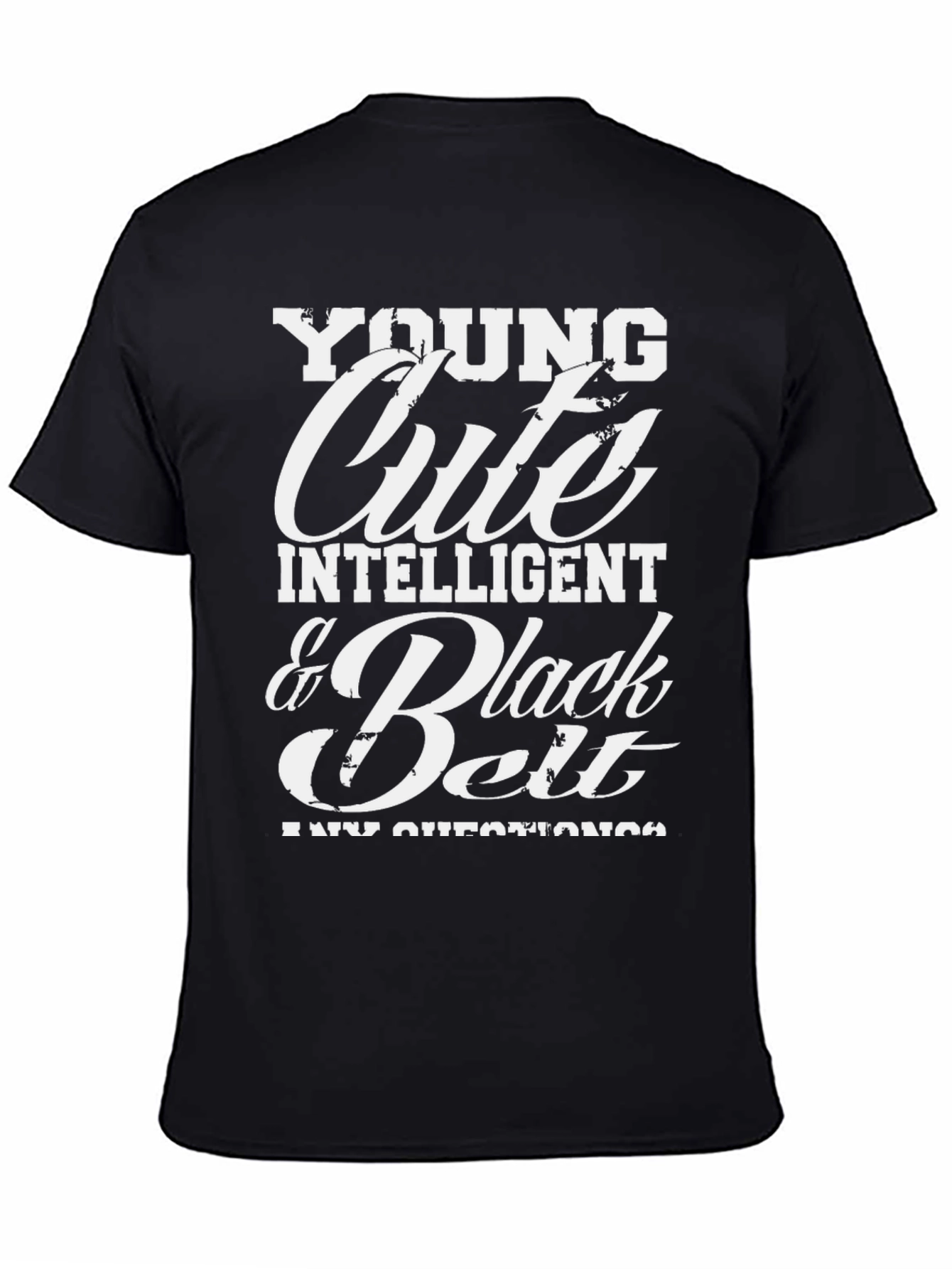 Black Young Cute Intelligent Black Belt T-Shirt view 4