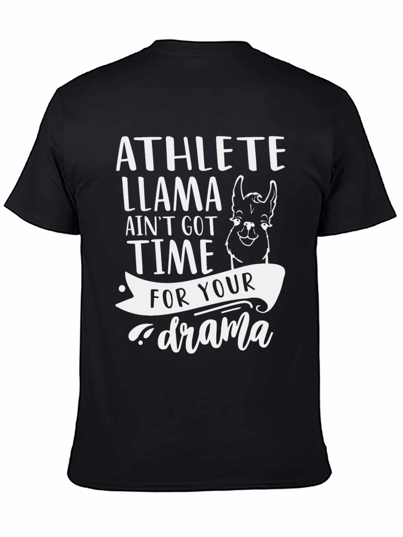 Black Athlete Llama Drama T-Shirt Funny Graphic Tee view 4