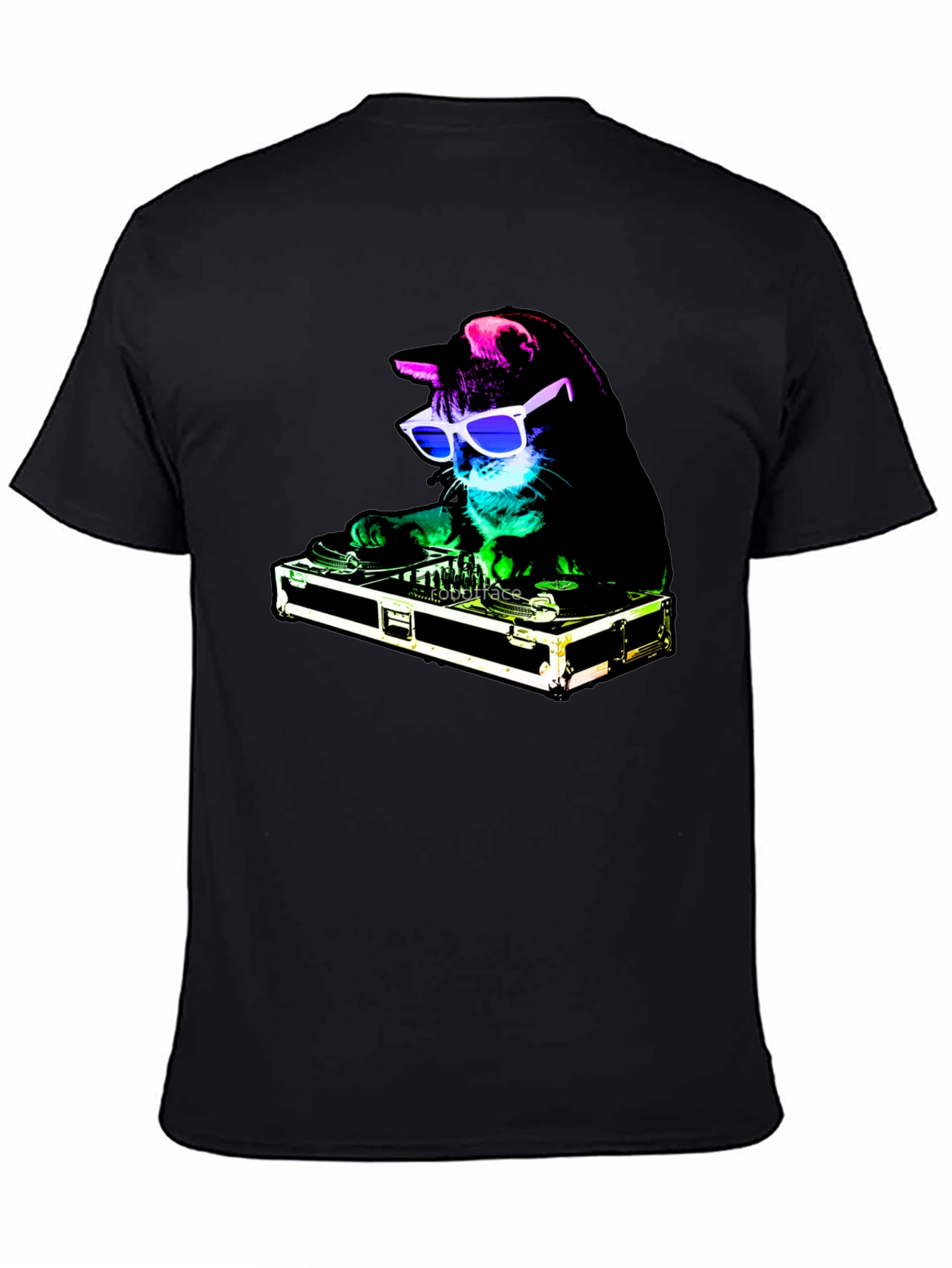 Black DJ Cat Graphic T-Shirt - Black view 4