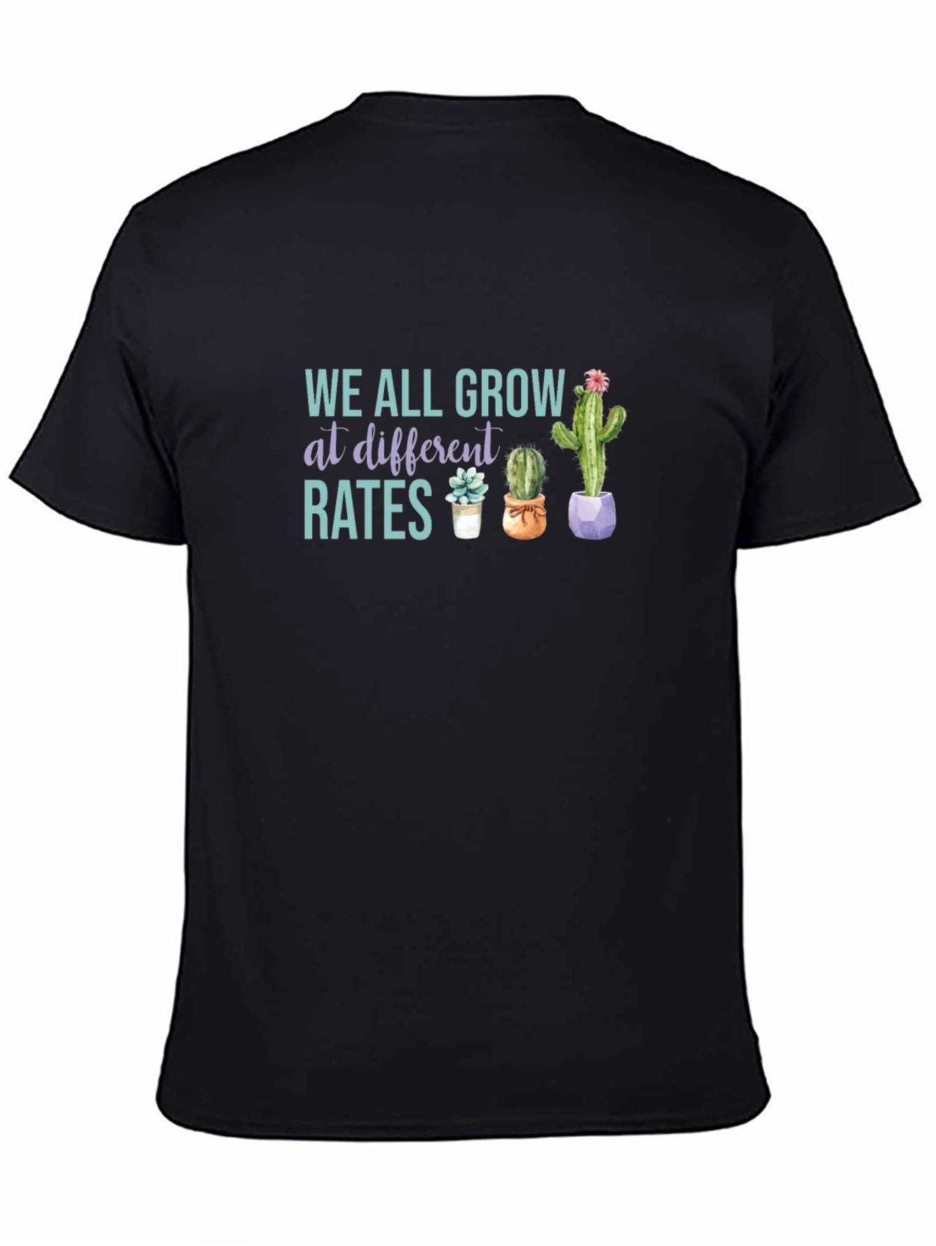 Black We All Grow at Different Rates Graphic Tee view 4