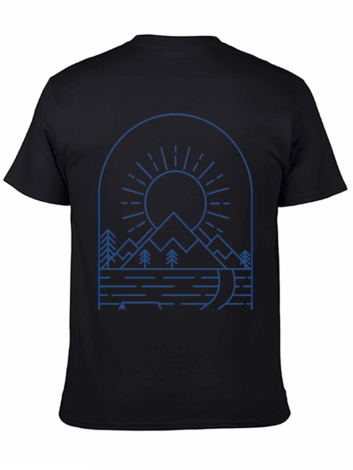 Black Modern Geometric Nature Graphic T-Shirt view 4