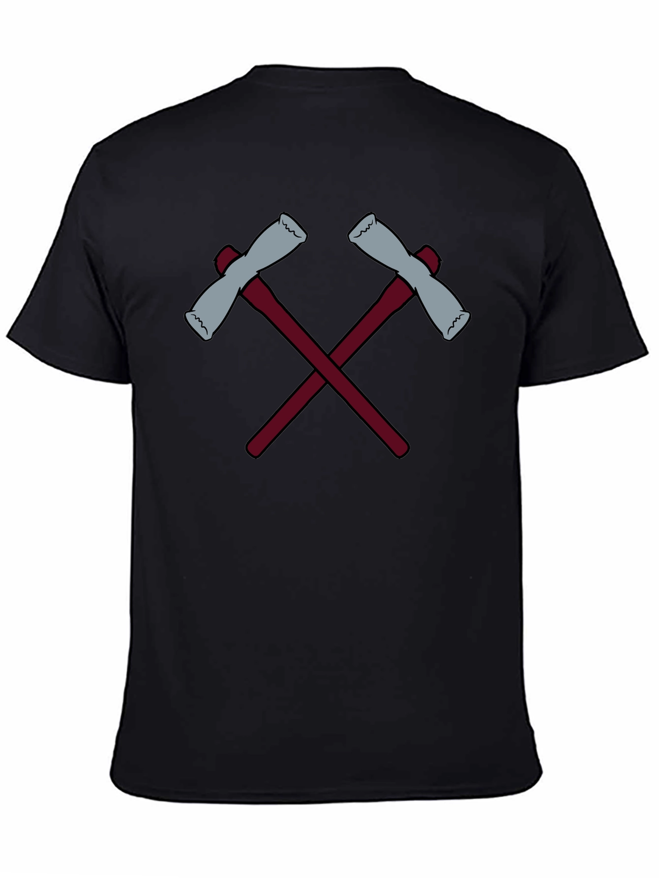Black Crossed Axes Graphic Tee - Black Crew Neck view 4