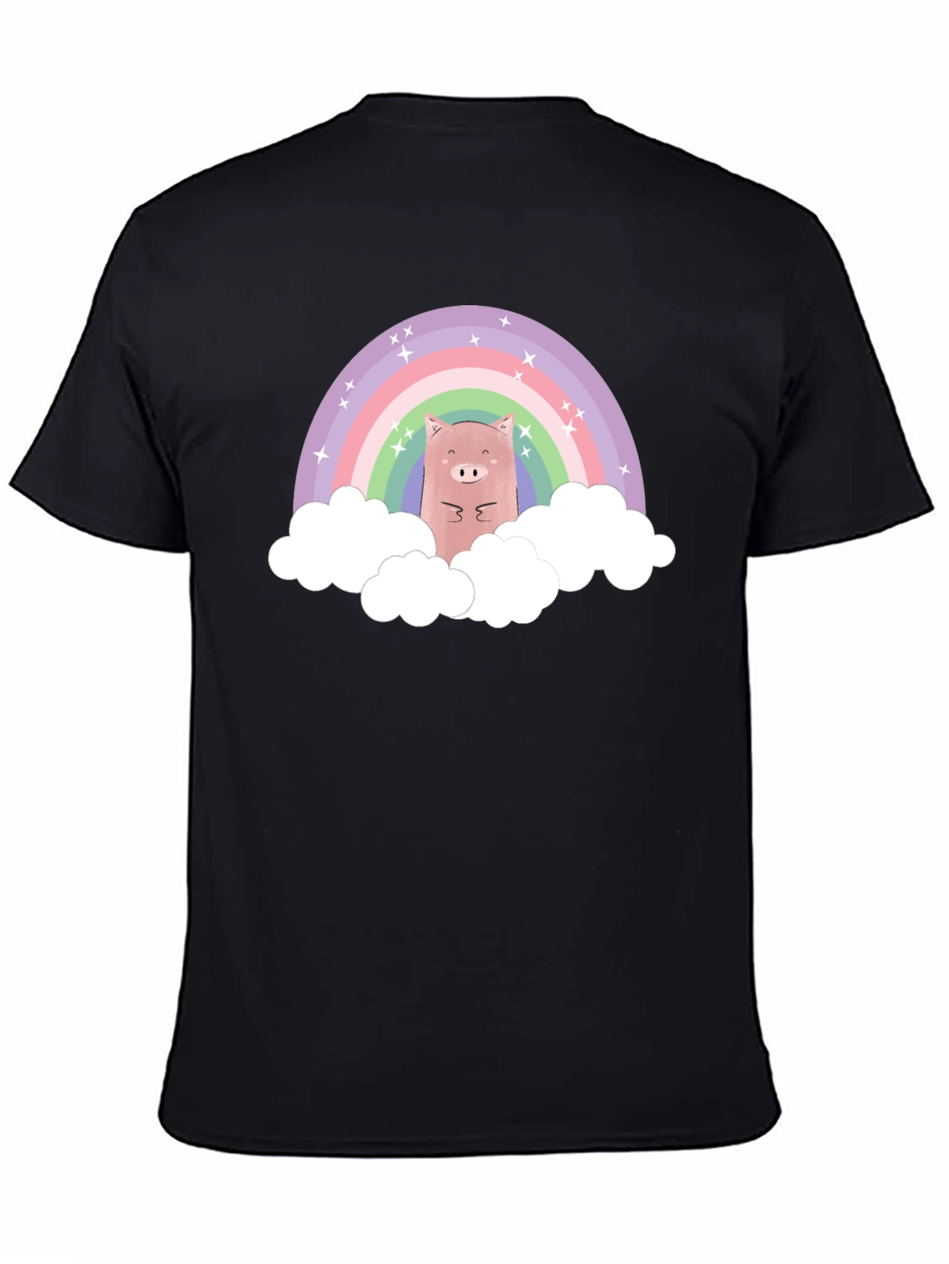 Black Rainbow Pig T-Shirt - Cute Cartoon Design view 4
