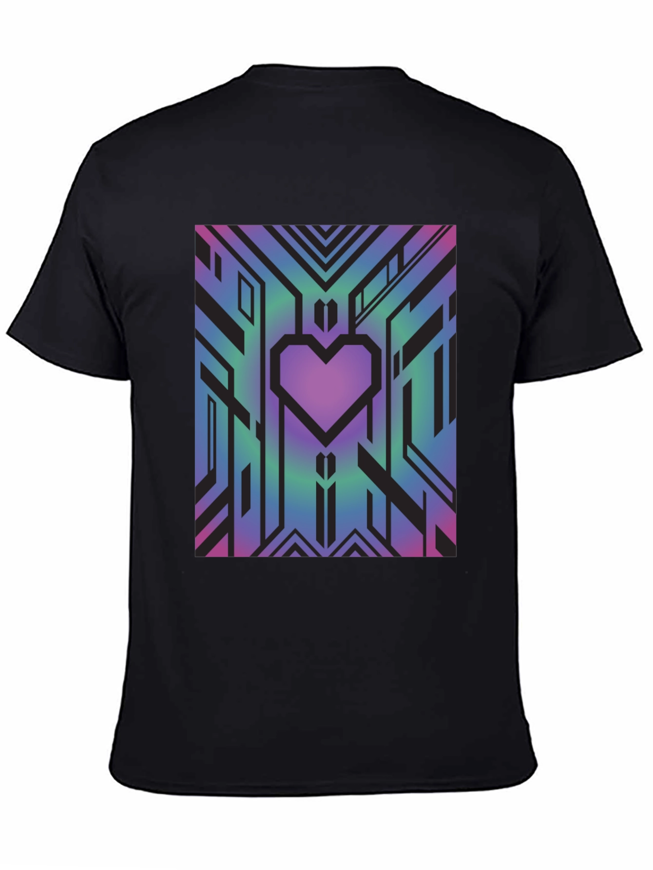 Black Geometric Heart Graphic Tee - Abstract Design view 4