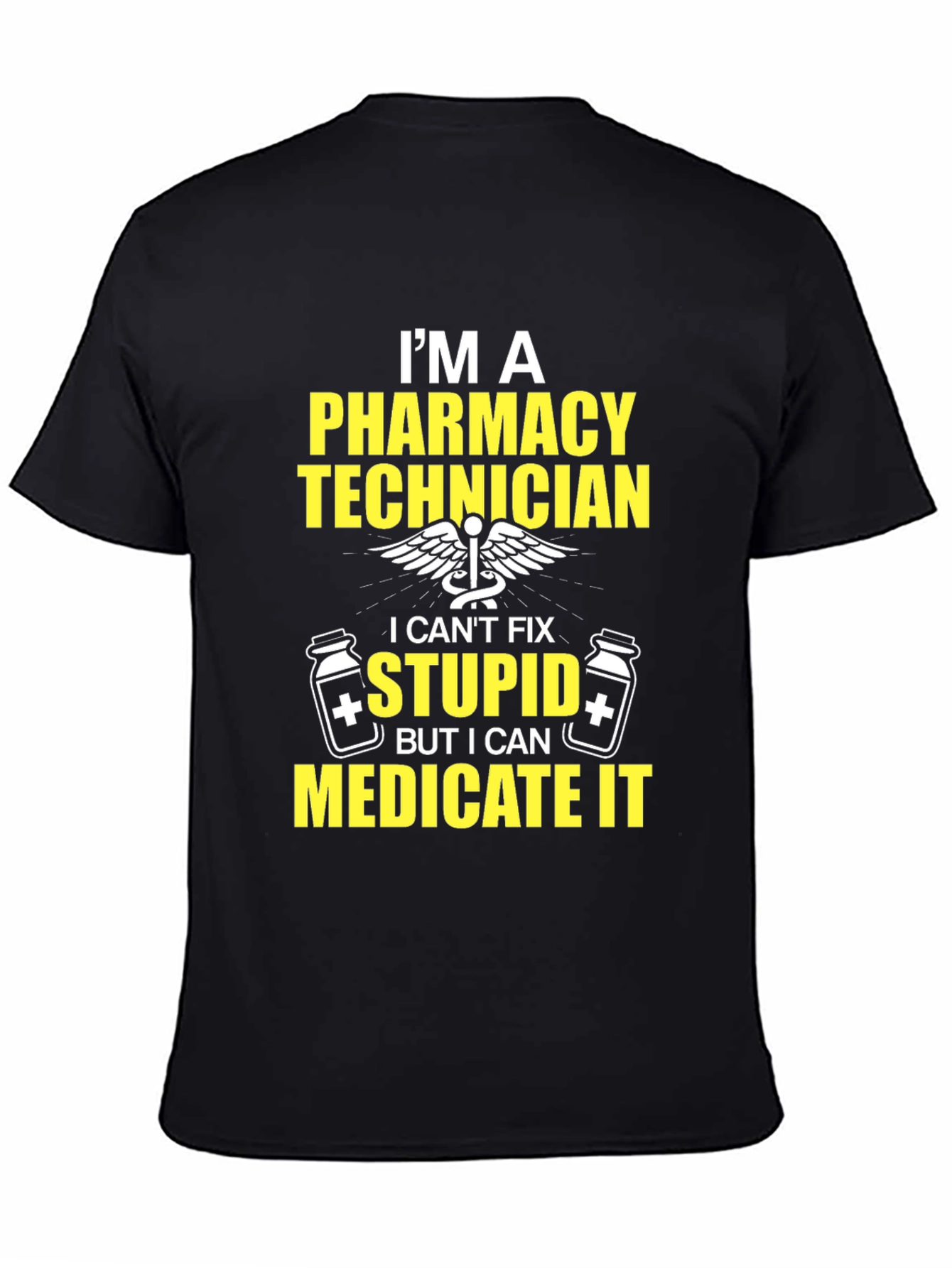 Black Pharmacy Technician T-Shirt - Medicate It view 4