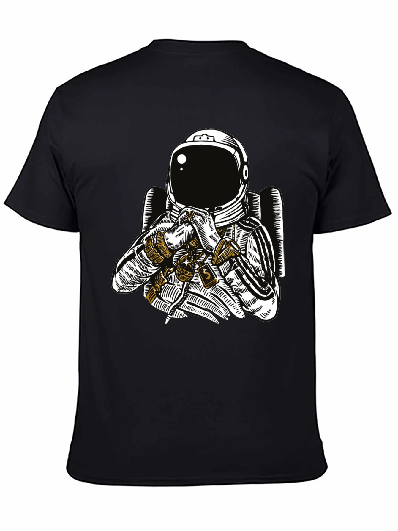 Black Astronaut Graphic Tee - Black Cotton T-Shirt view 4